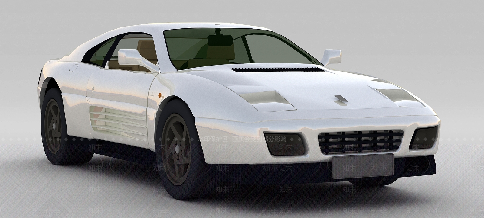 现代白色汽车3D模型下载【ID:1188835858】