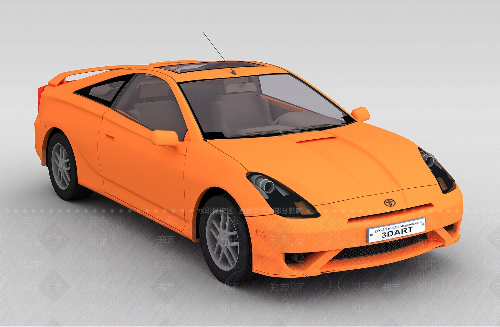 现代橙色跑车3D模型下载【ID:1188836432】