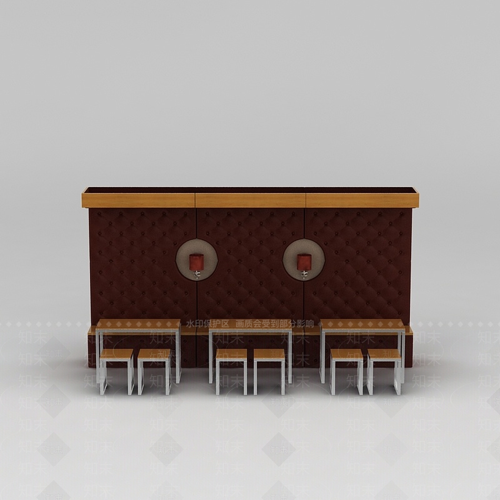 现代快餐厅卡座桌椅3D模型下载【ID:1188836449】