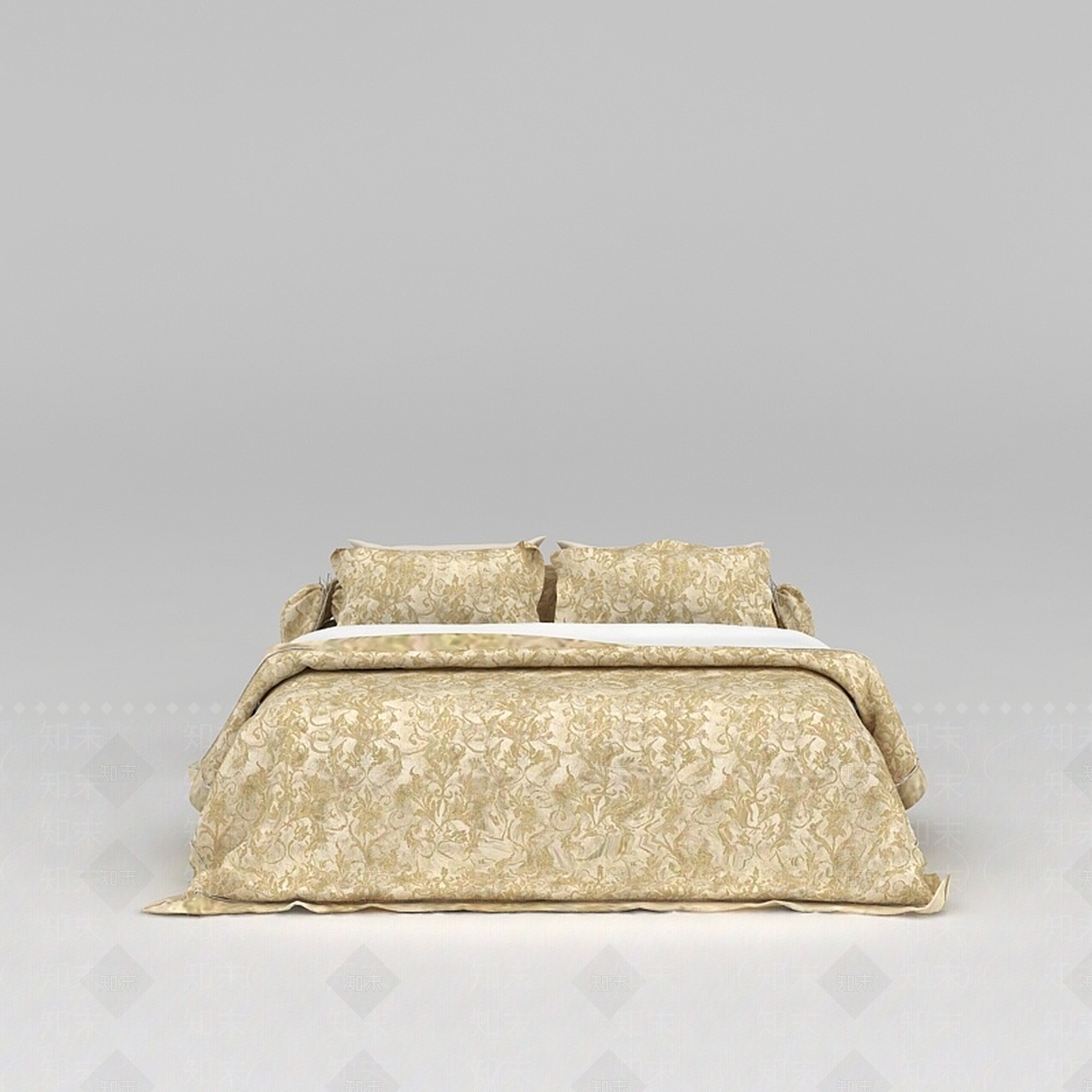 现代高档金色被褥寝具3D模型下载【ID:1188837670】