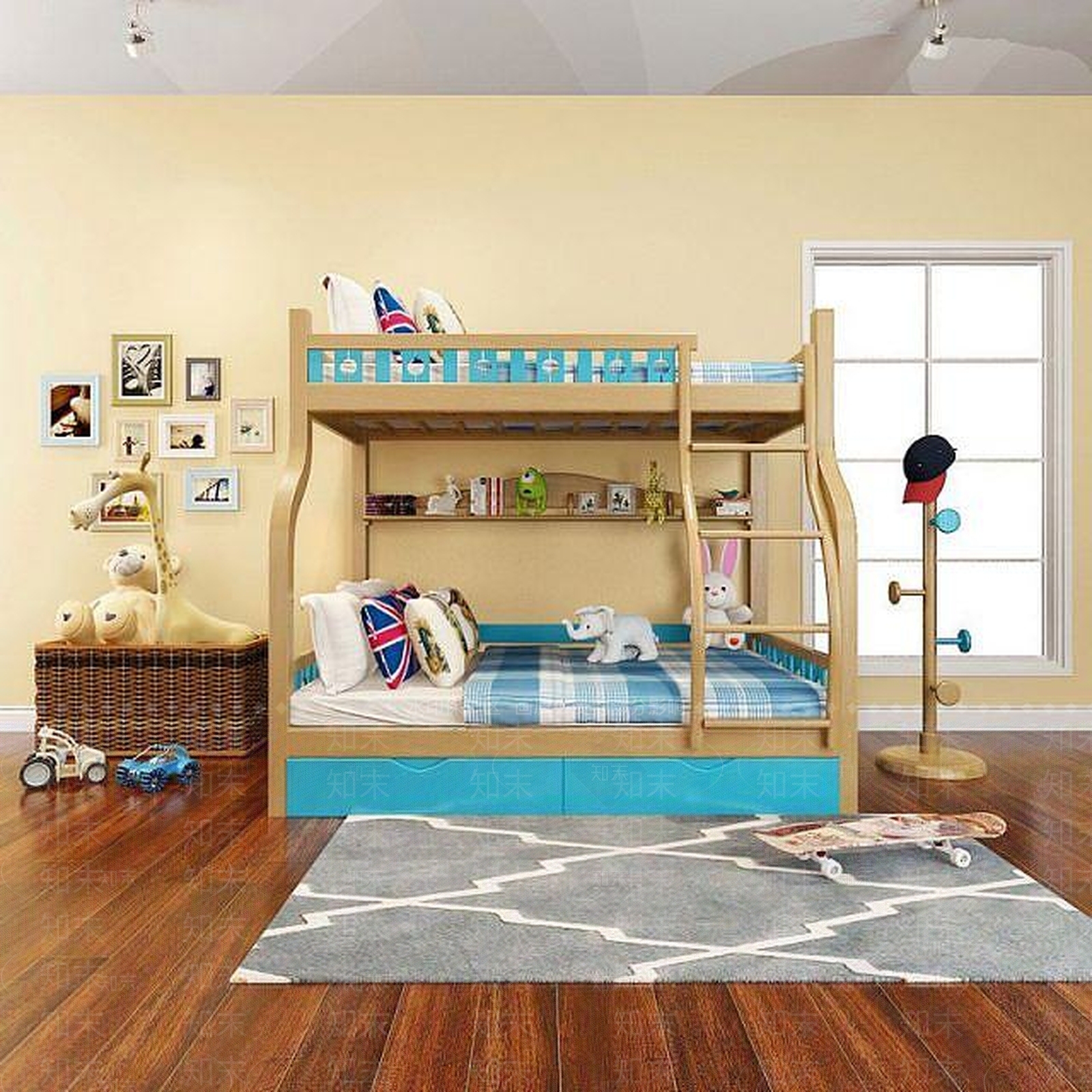 现代儿童上下床3D模型下载【ID:1188837878】