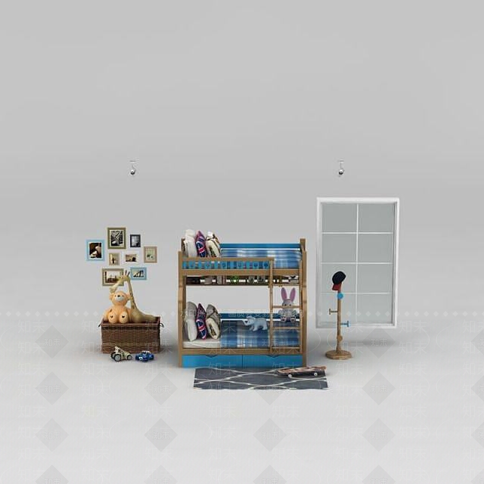 现代儿童上下床3D模型下载【ID:1188837878】