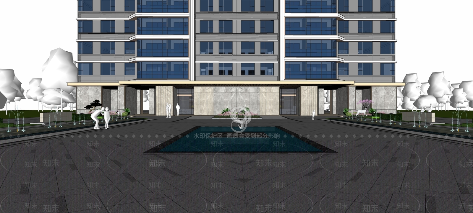 现代高层住宅SU模型下载【ID:1188840754】