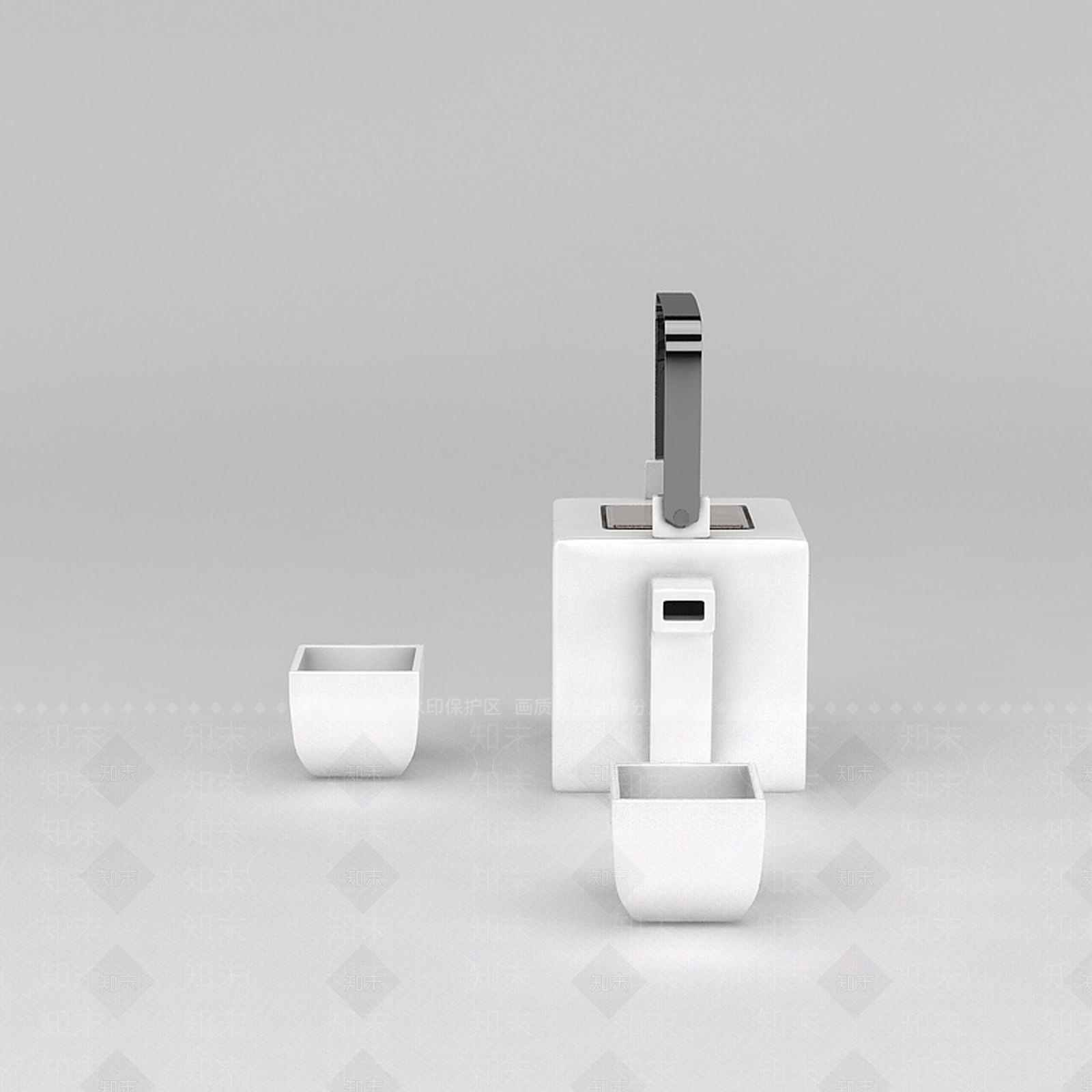 现代方形茶壶茶杯3D模型下载【ID:1188841851】