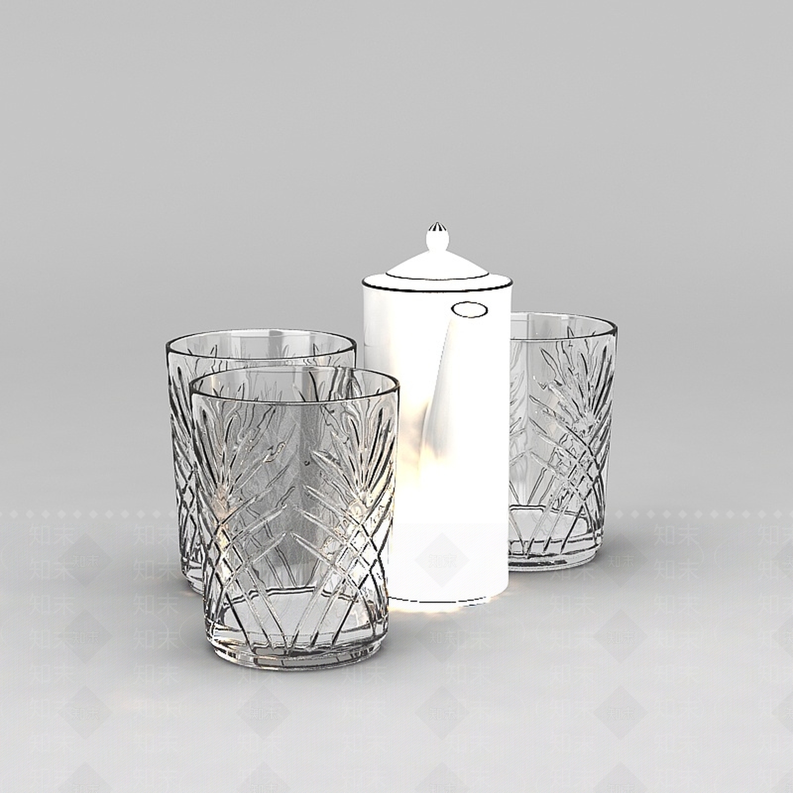 现代玻璃杯3D模型下载【ID:1188842167】