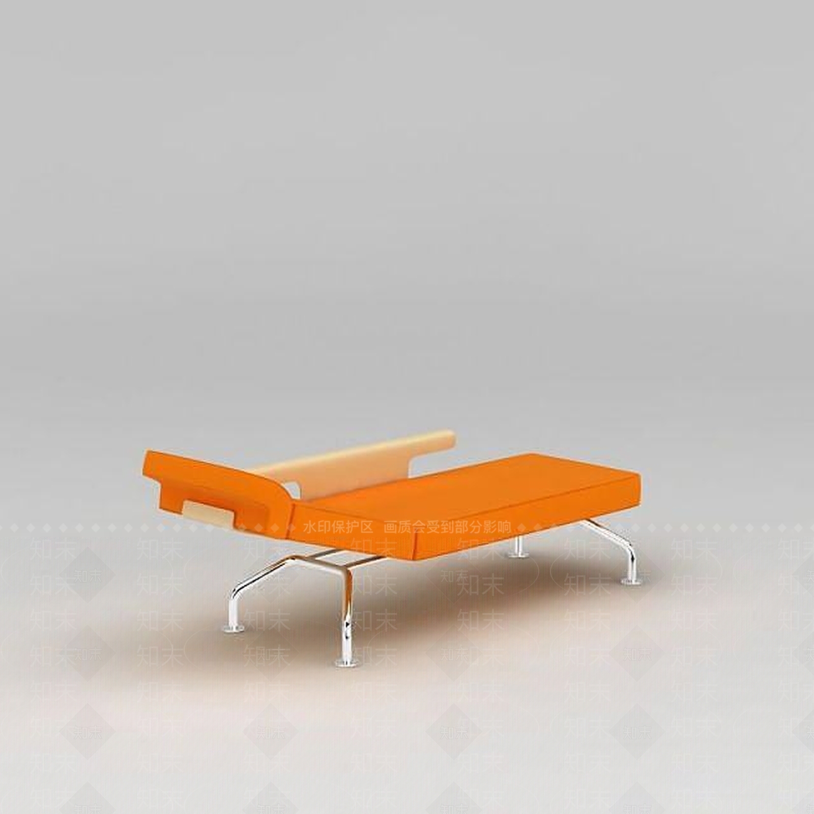 现代橘色休闲躺椅3D模型下载【ID:1188845566】