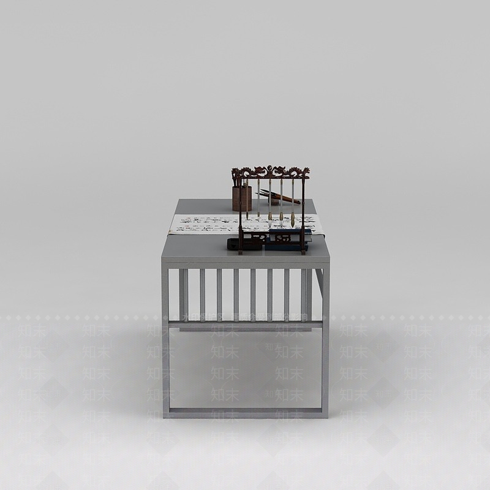 中式字画桌子毛笔架组合3D模型下载【ID:1188846695】