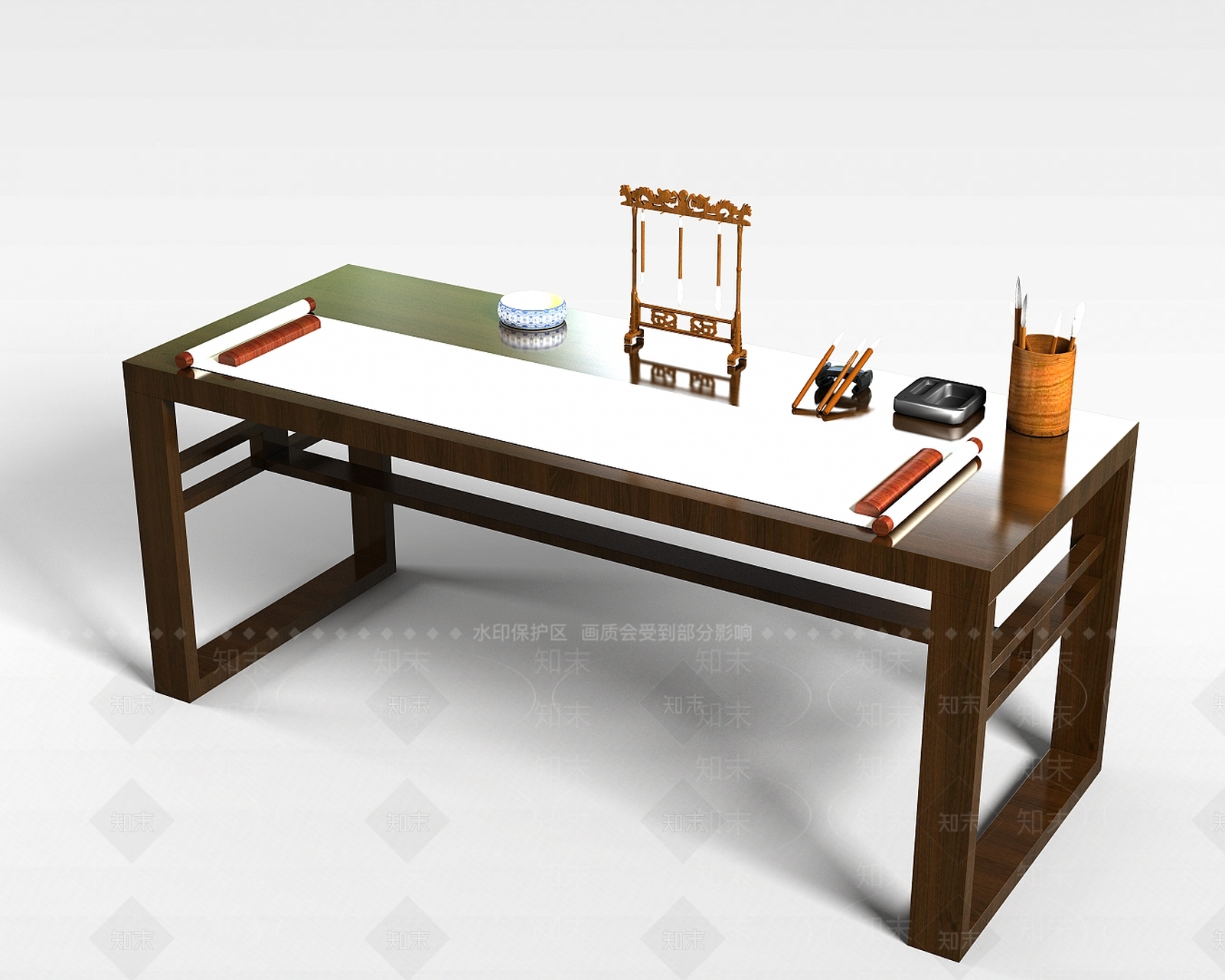 中式传统字画桌3D模型下载【ID:1188847544】