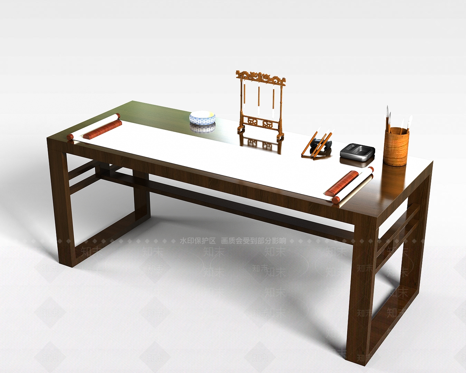 中式传统字画桌3D模型下载【ID:1188847544】