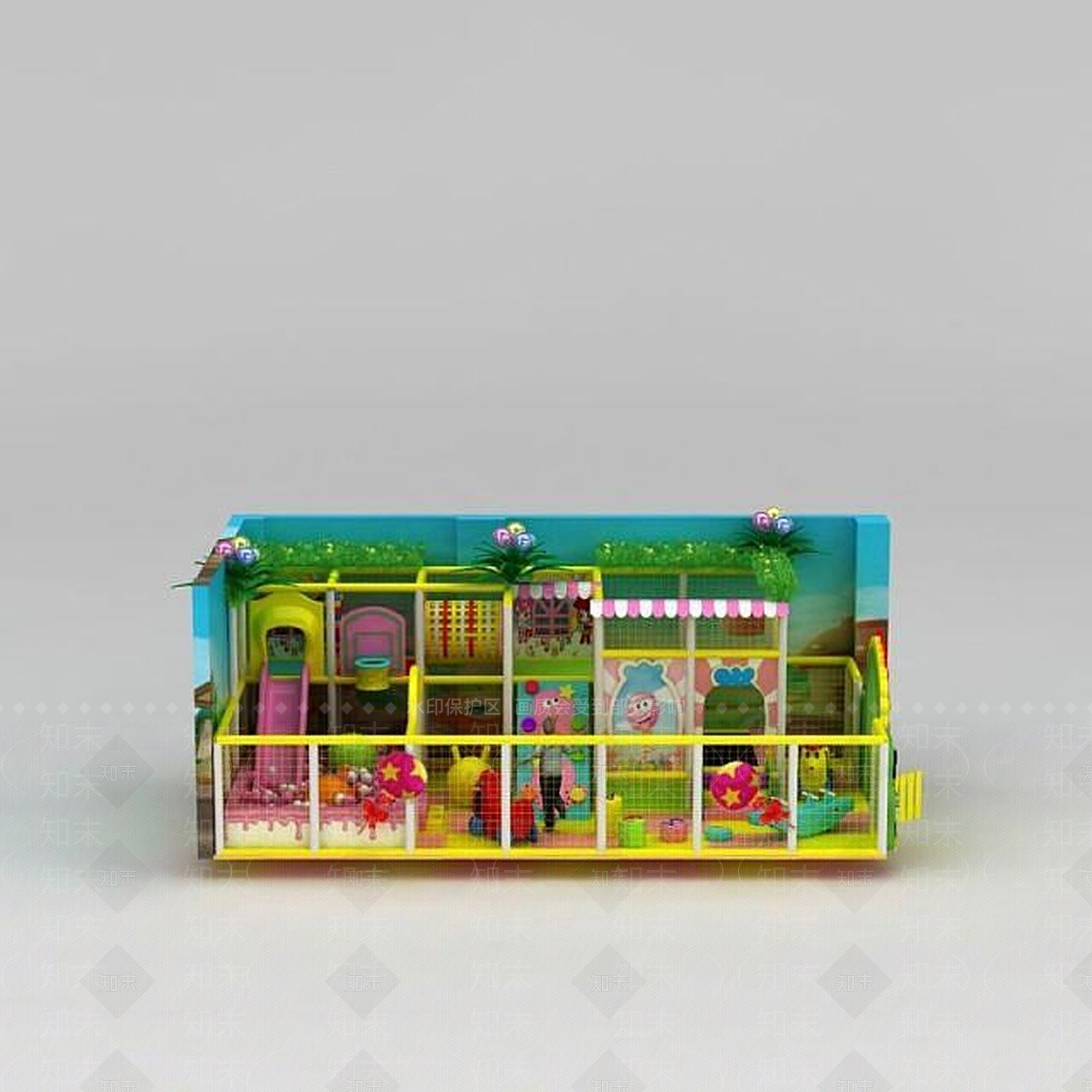 现代儿童游乐场淘气堡3D模型下载【ID:1188847800】