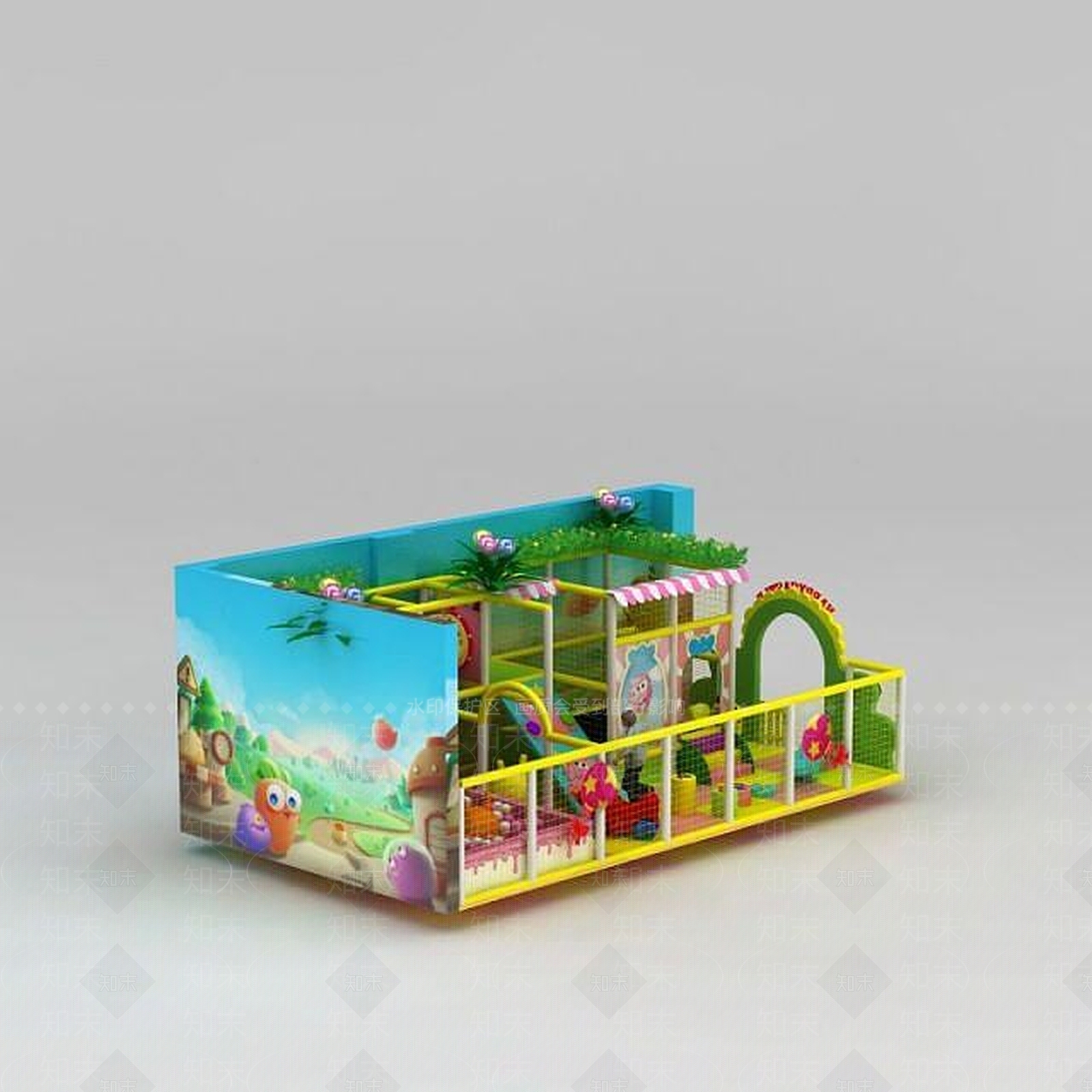现代儿童游乐场淘气堡3D模型下载【ID:1188847800】