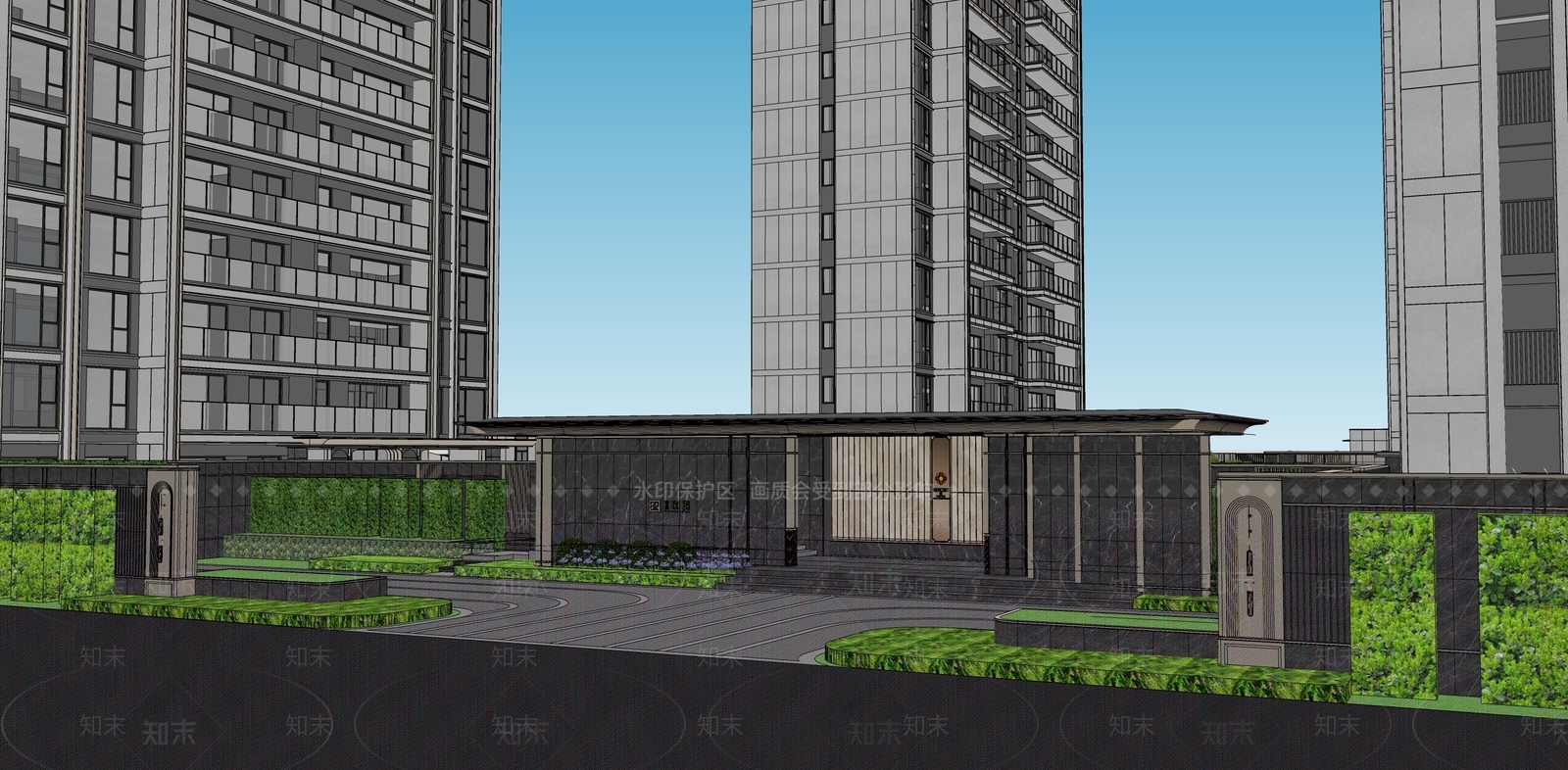 简约轻奢小区建筑SU模型下载【ID:1188851862】