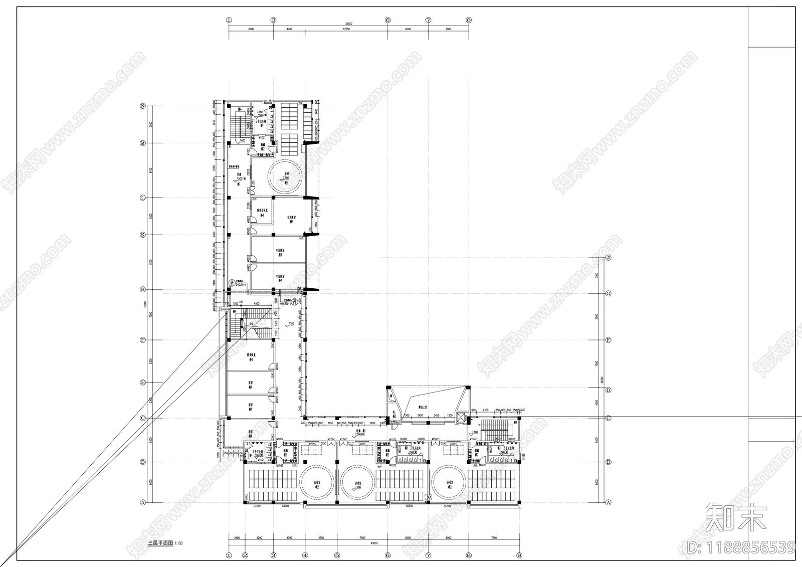 现代幼儿园建筑cad施工图下载【ID:1188856539】