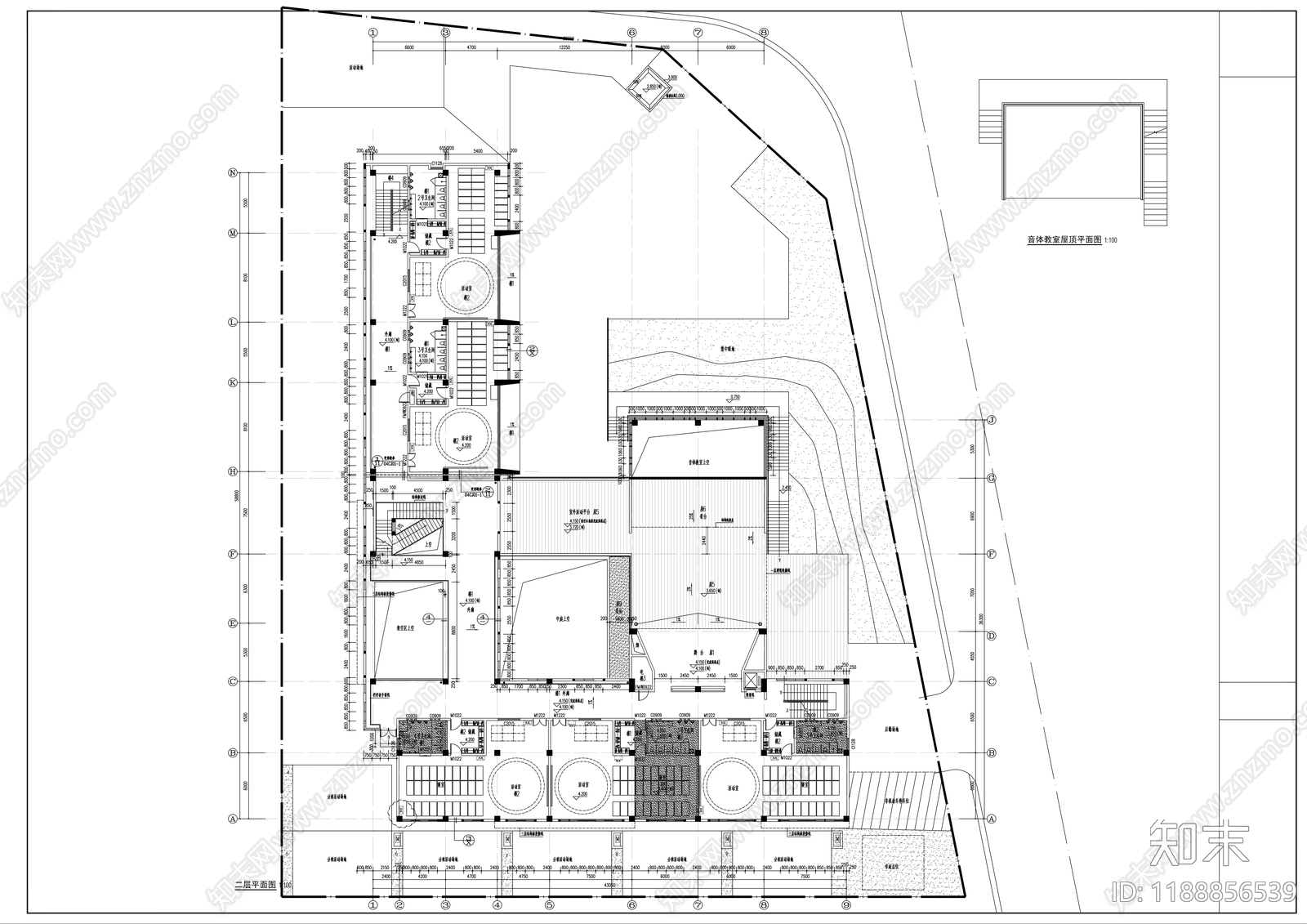 现代幼儿园建筑cad施工图下载【ID:1188856539】