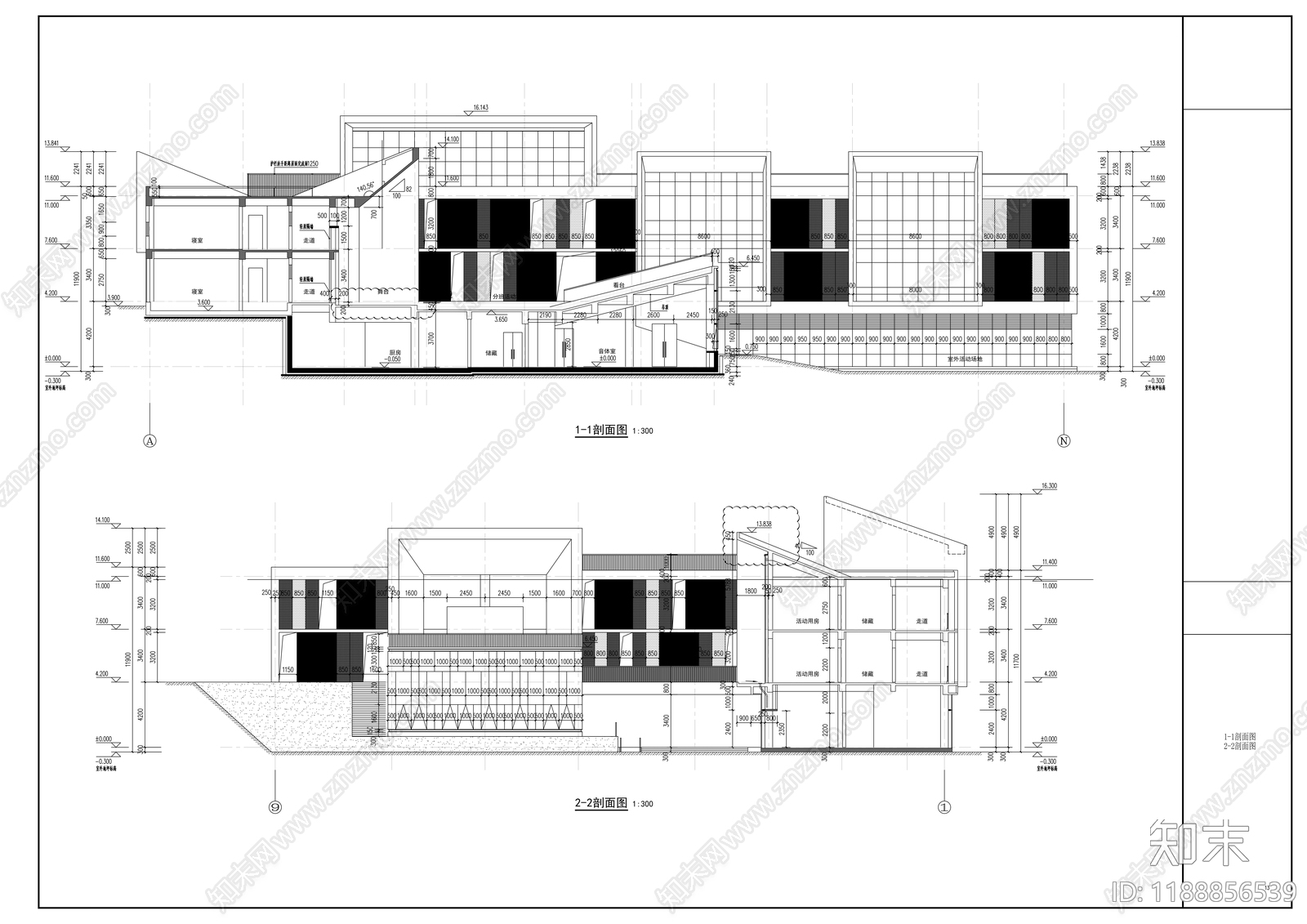 现代幼儿园建筑cad施工图下载【ID:1188856539】