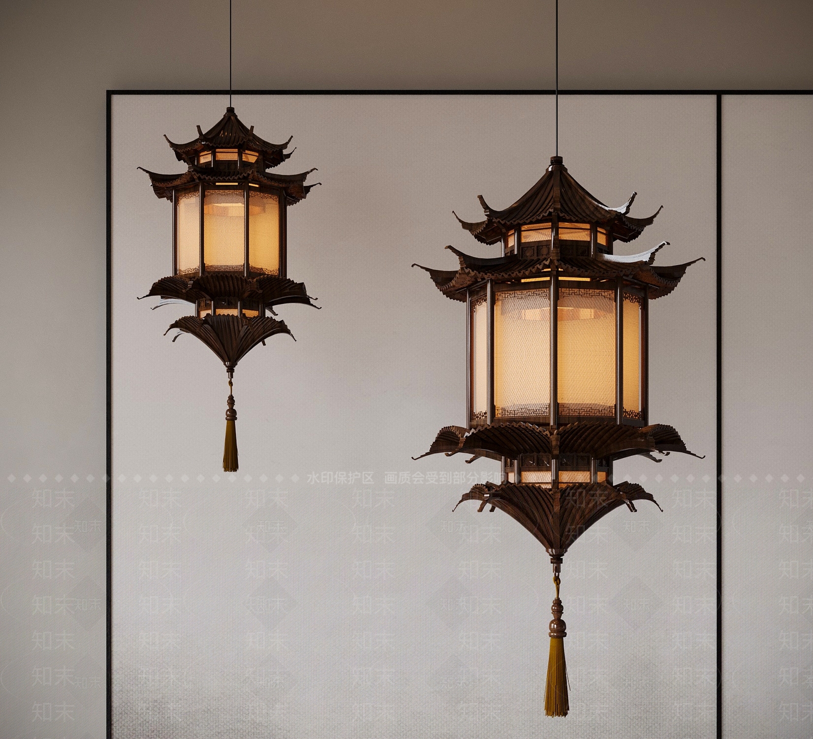 新中式中式吊灯3D模型下载【ID:1188858513】_知末3d模型网
