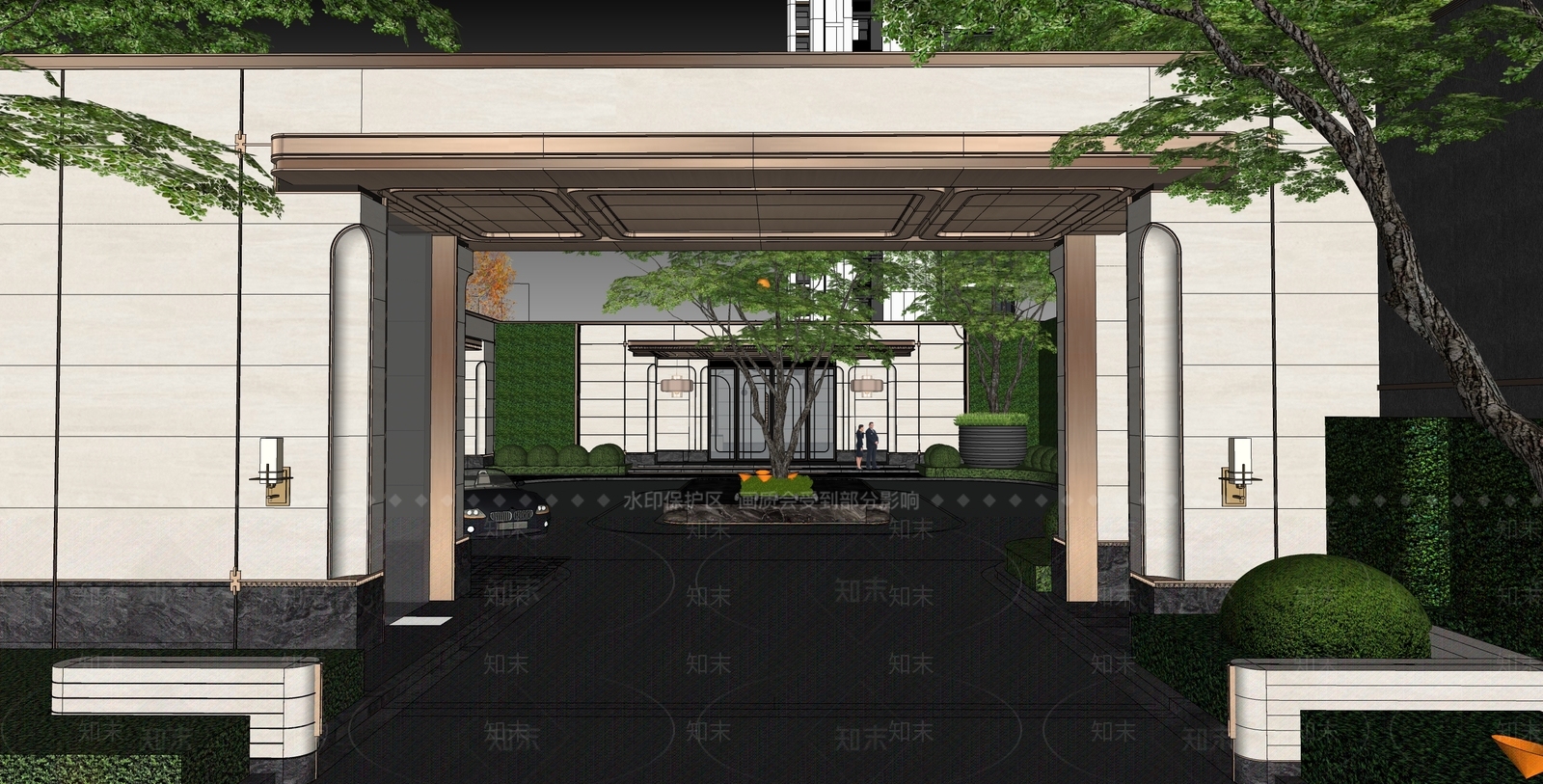 现代轻奢商业景观SU模型下载【ID:1188859803】
