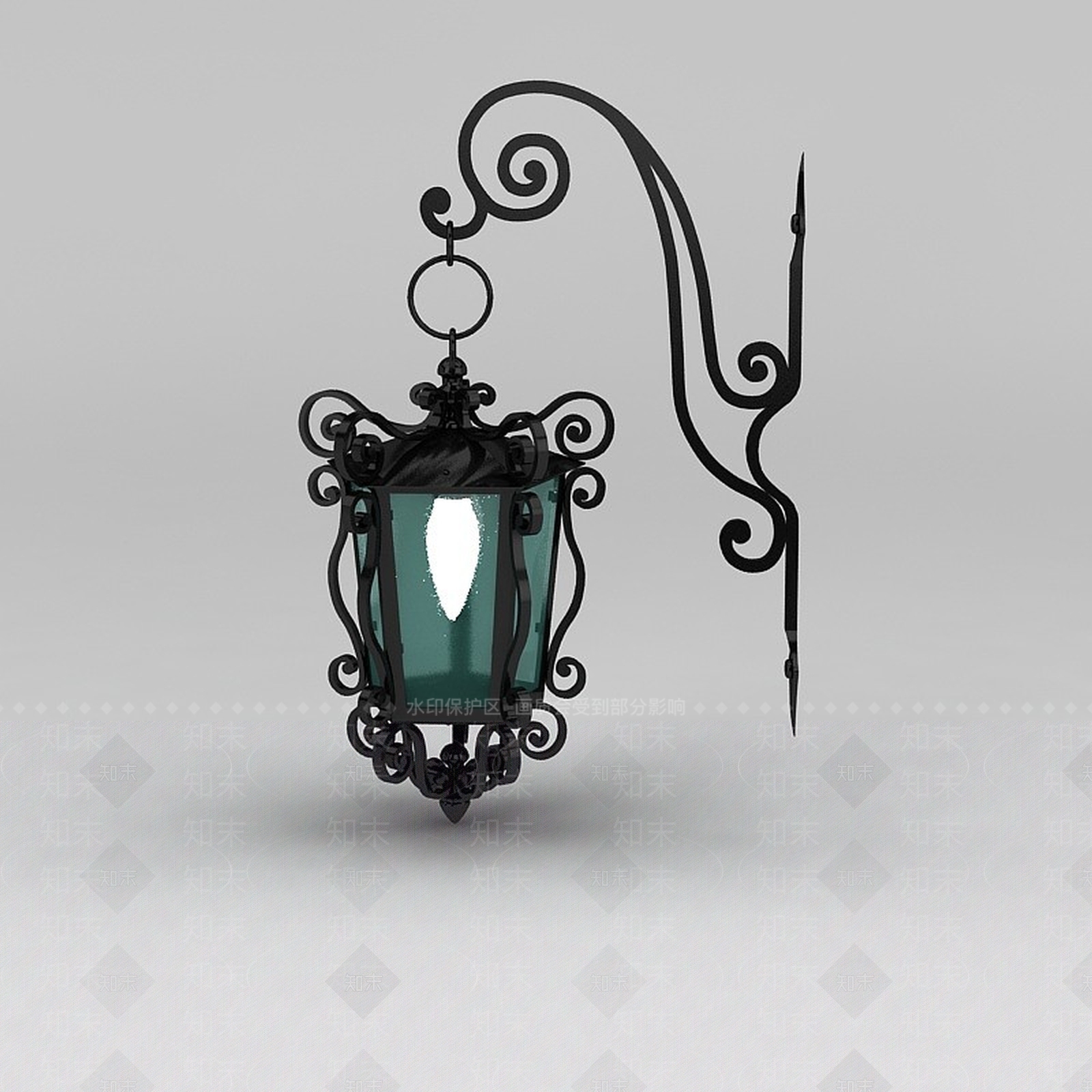 欧式古典欧式室外铁艺雕花壁灯3D模型下载【ID:1188859959】