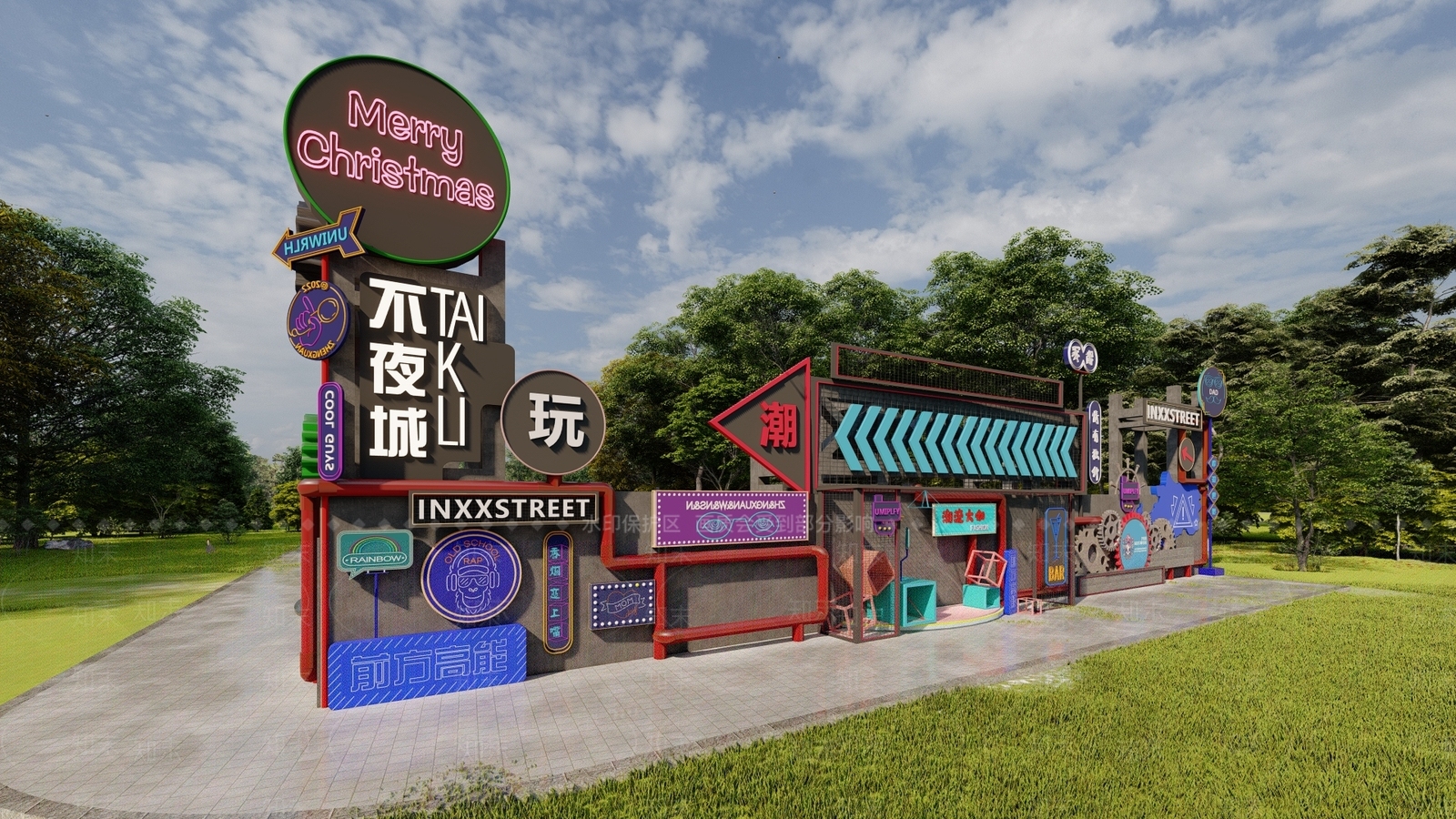 现代景墙SU模型下载【ID:1188861667】