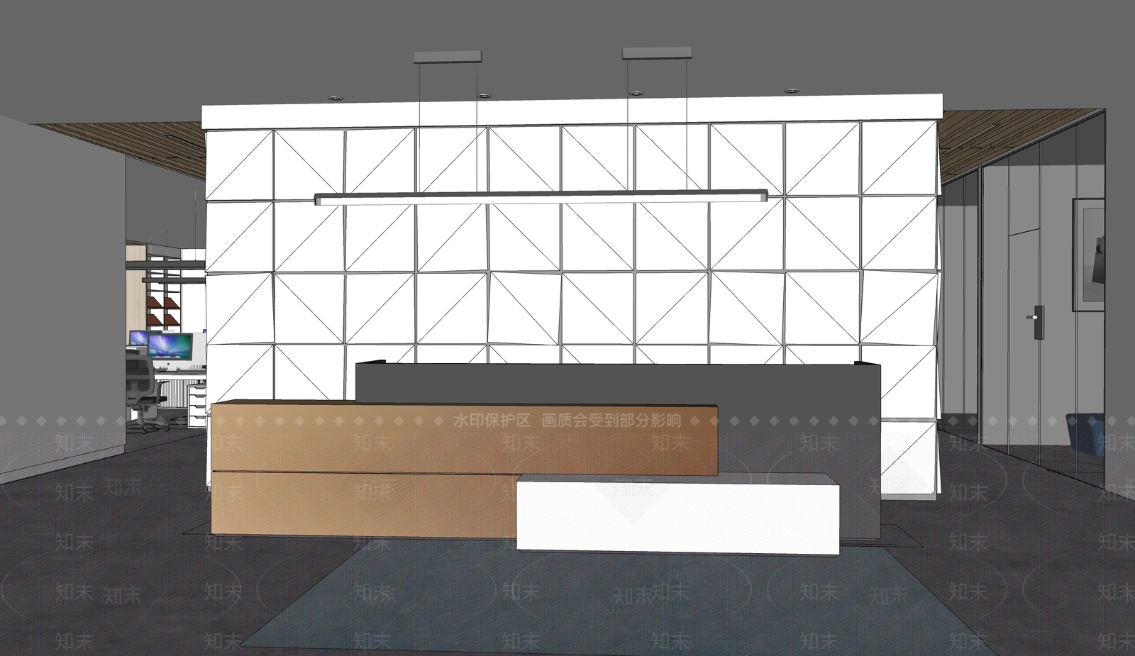 现代办公大堂SU模型下载【ID:1188862327】