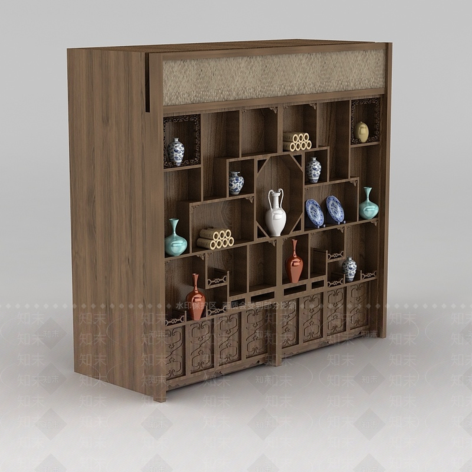 现代实木博古架3D模型下载【ID:1188862830】
