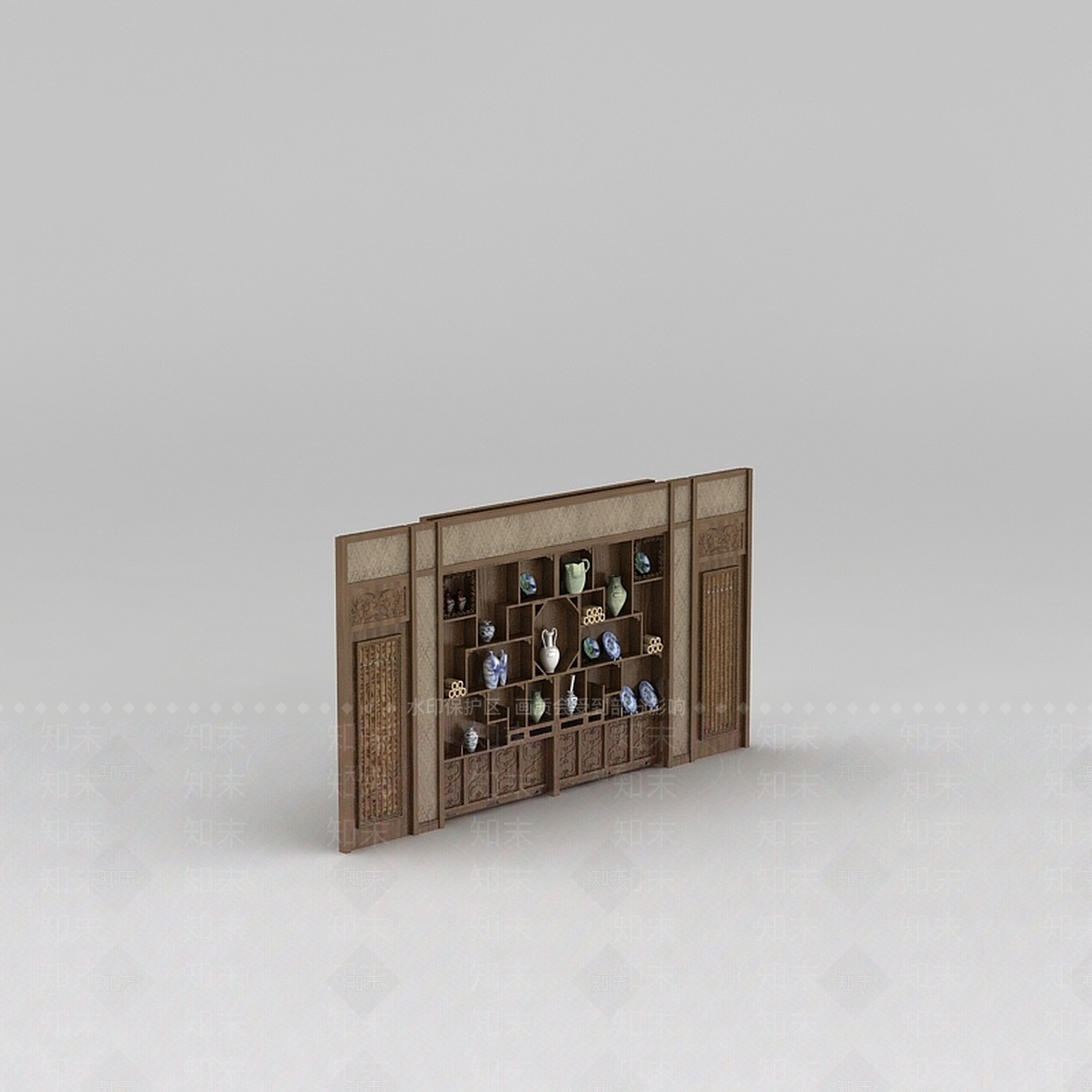 现代实木博古架3D模型下载【ID:1188863052】