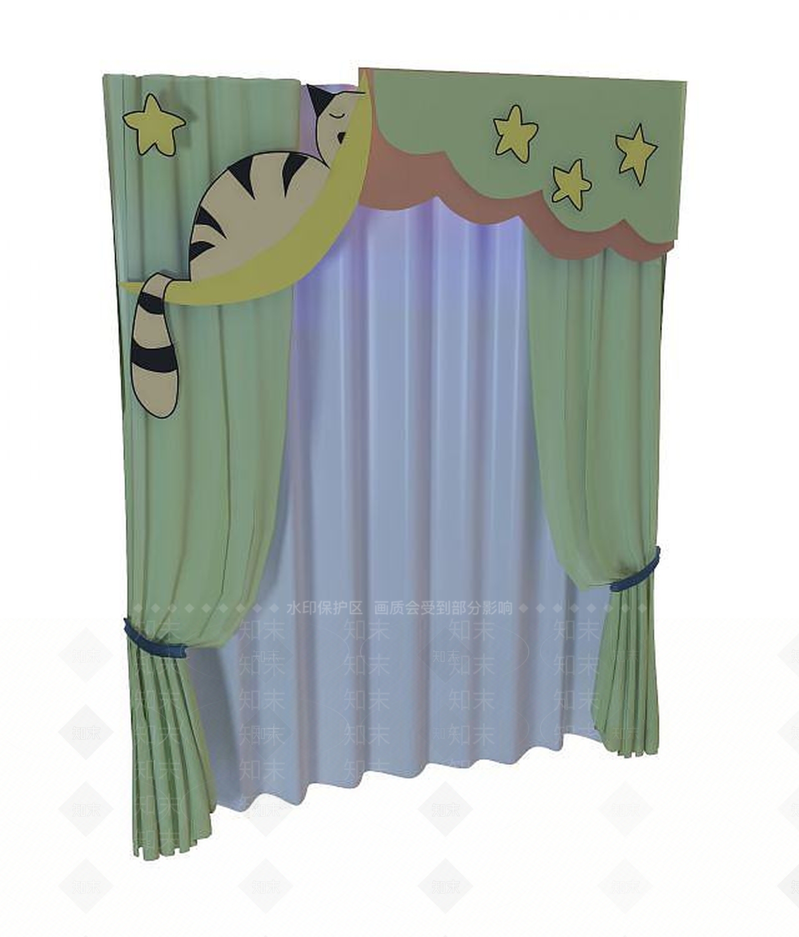 现代儿童房窗帘3D模型下载【ID:1188863336】
