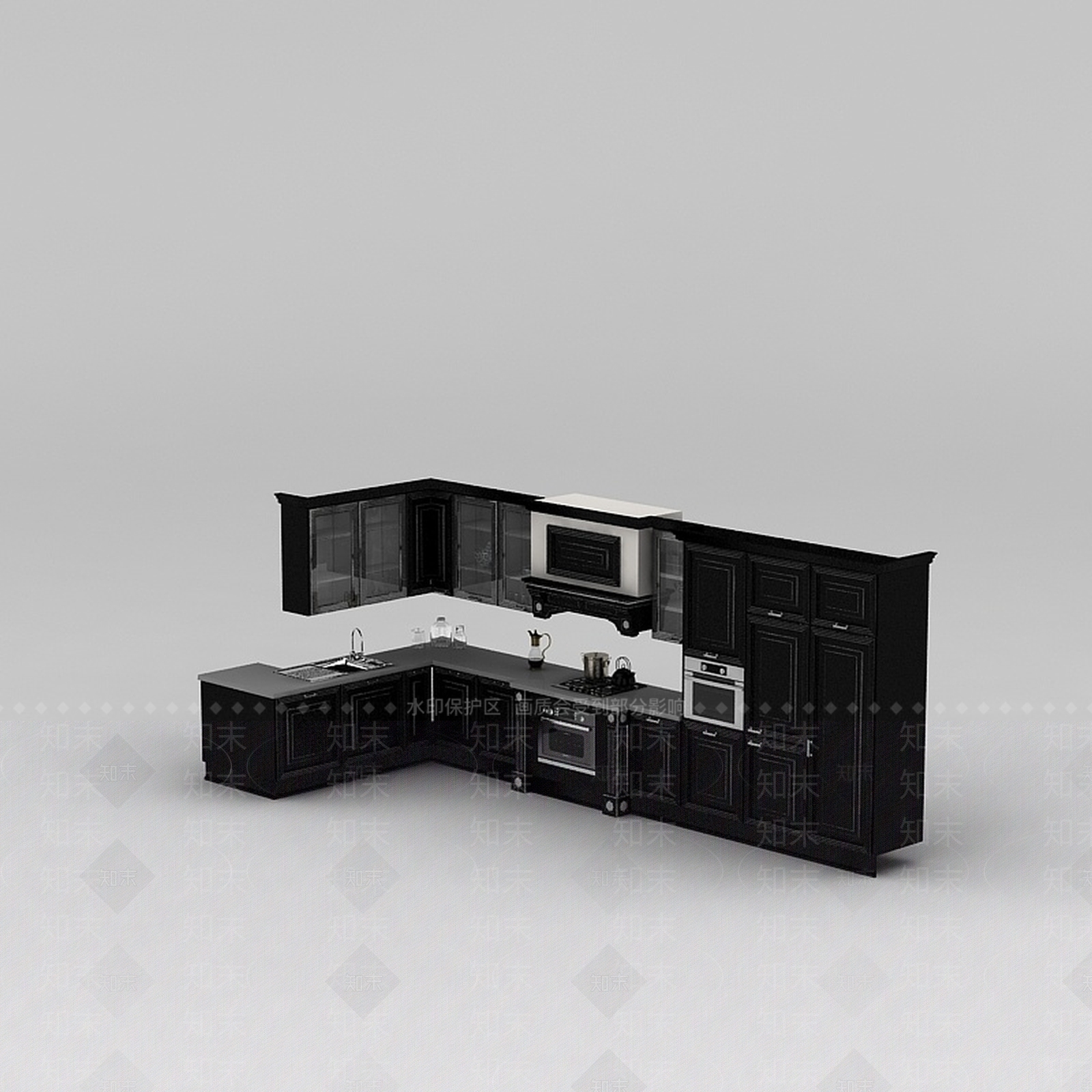 现代黑色橱柜3D模型下载【ID:1188863337】