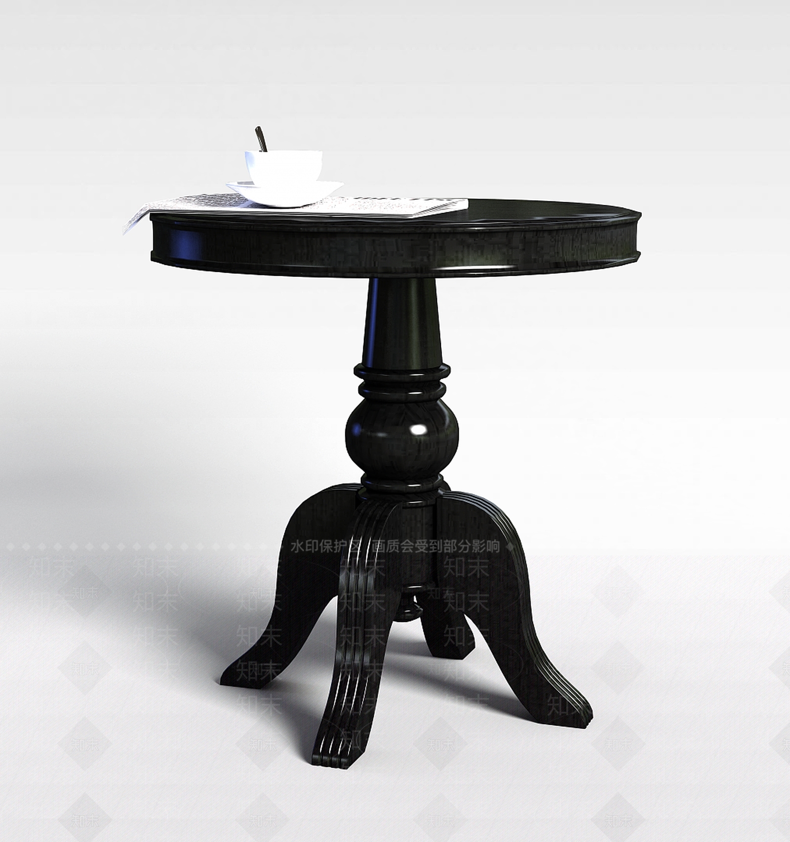 现代实木小圆桌3D模型下载【ID:1188864537】