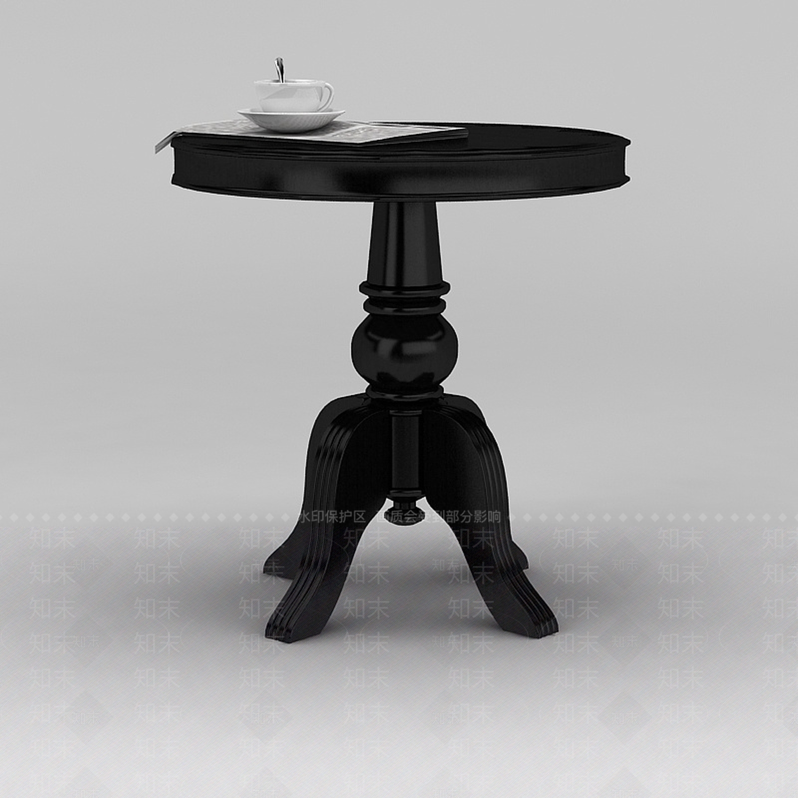 现代实木小圆桌3D模型下载【ID:1188864537】