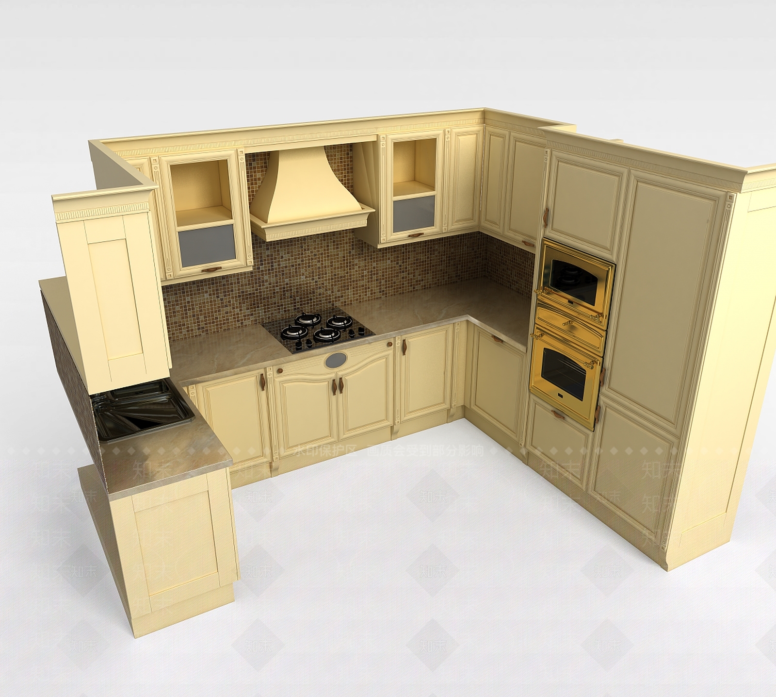 现代整体橱柜3D模型下载【ID:1188865382】