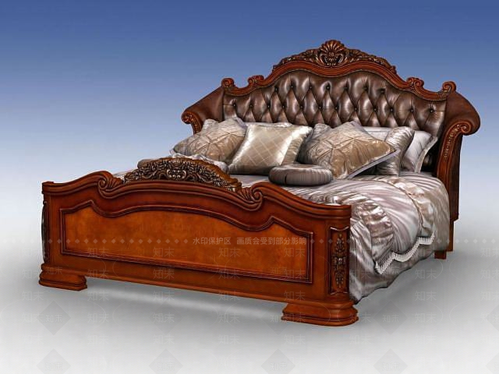 美式实木床3D模型下载【ID:1188865997】