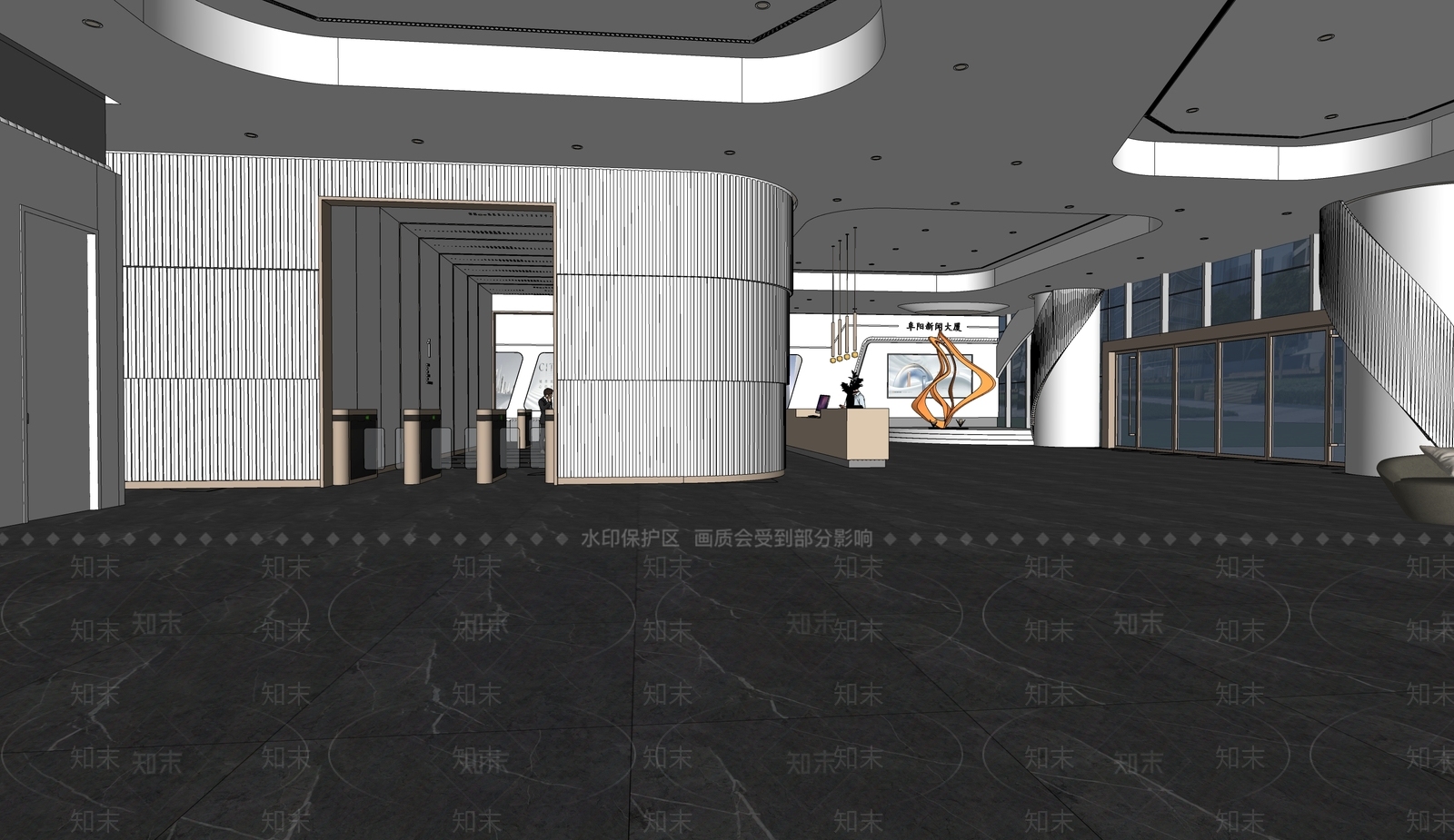 现代办公大堂SU模型下载【ID:1188866567】