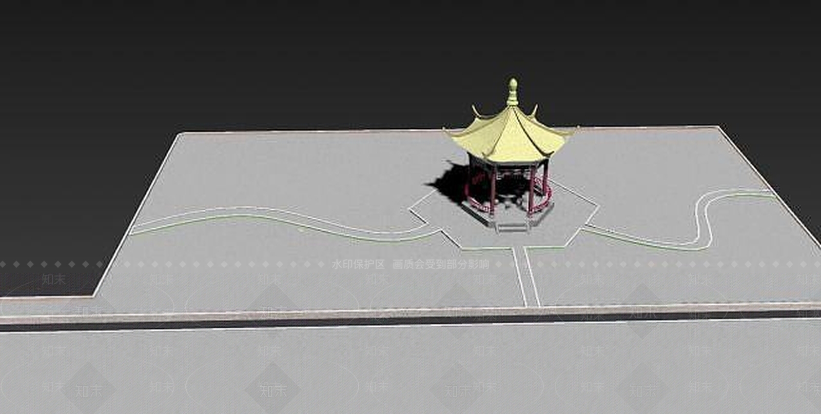 现代小亭子与园区公路3D模型下载【ID:1188866604】