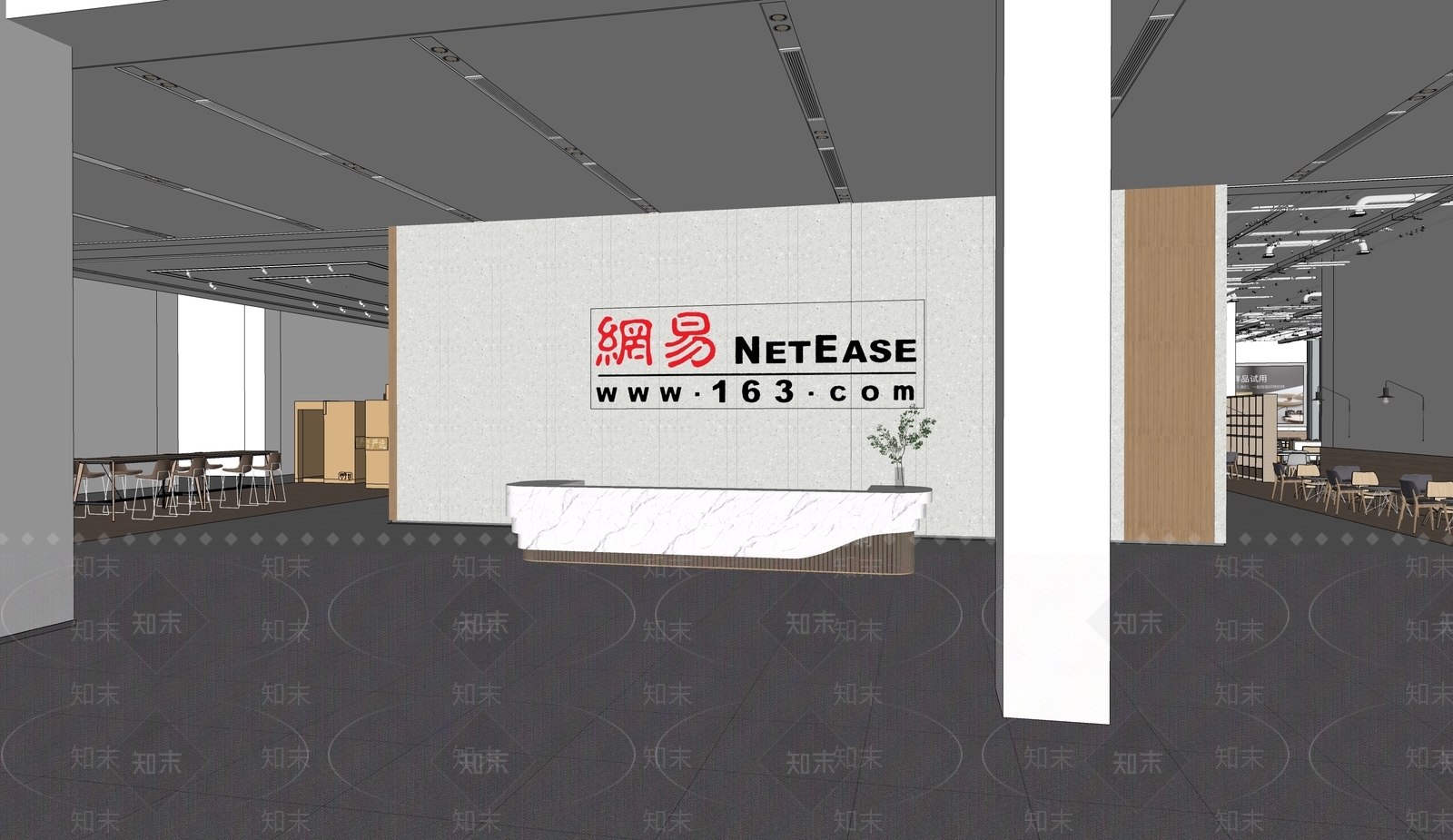 现代办公大堂SU模型下载【ID:1188867365】