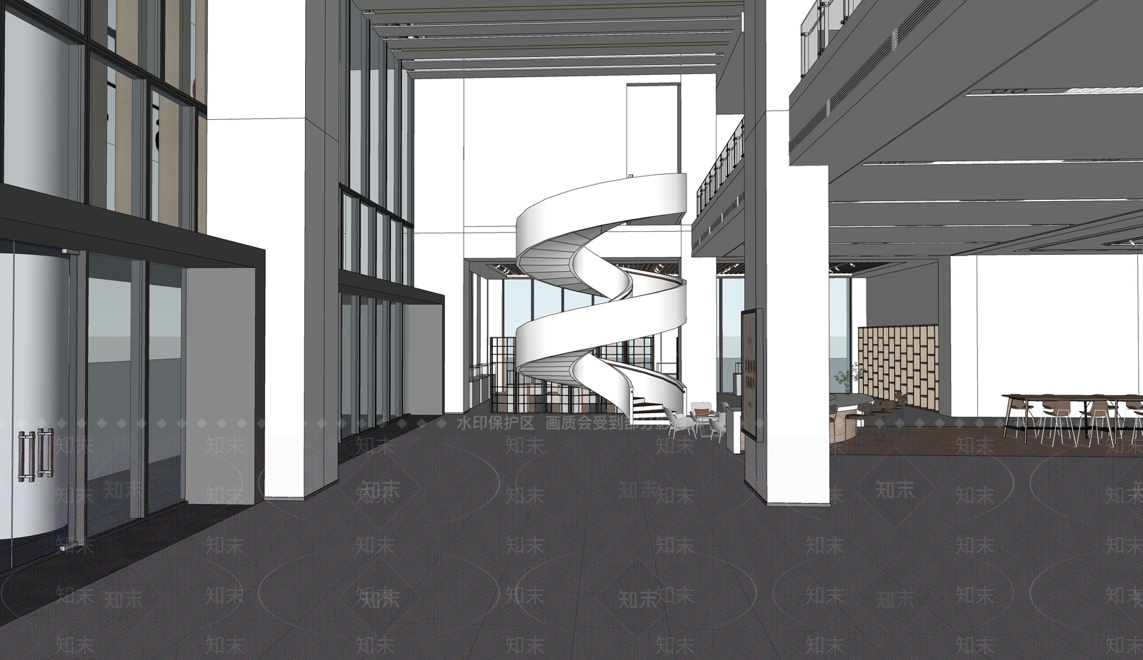 现代办公大堂SU模型下载【ID:1188867365】