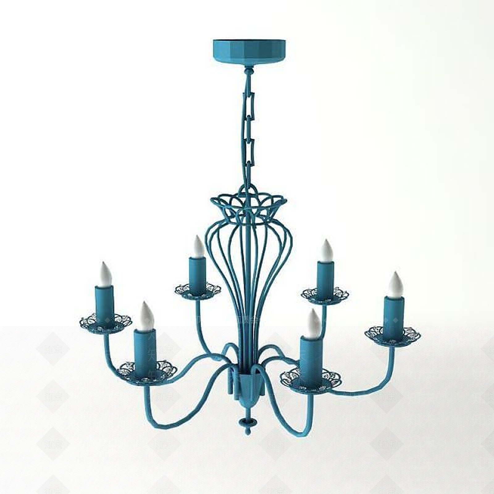 地中海风格蜡烛吊灯3D模型下载【ID:1188867287】