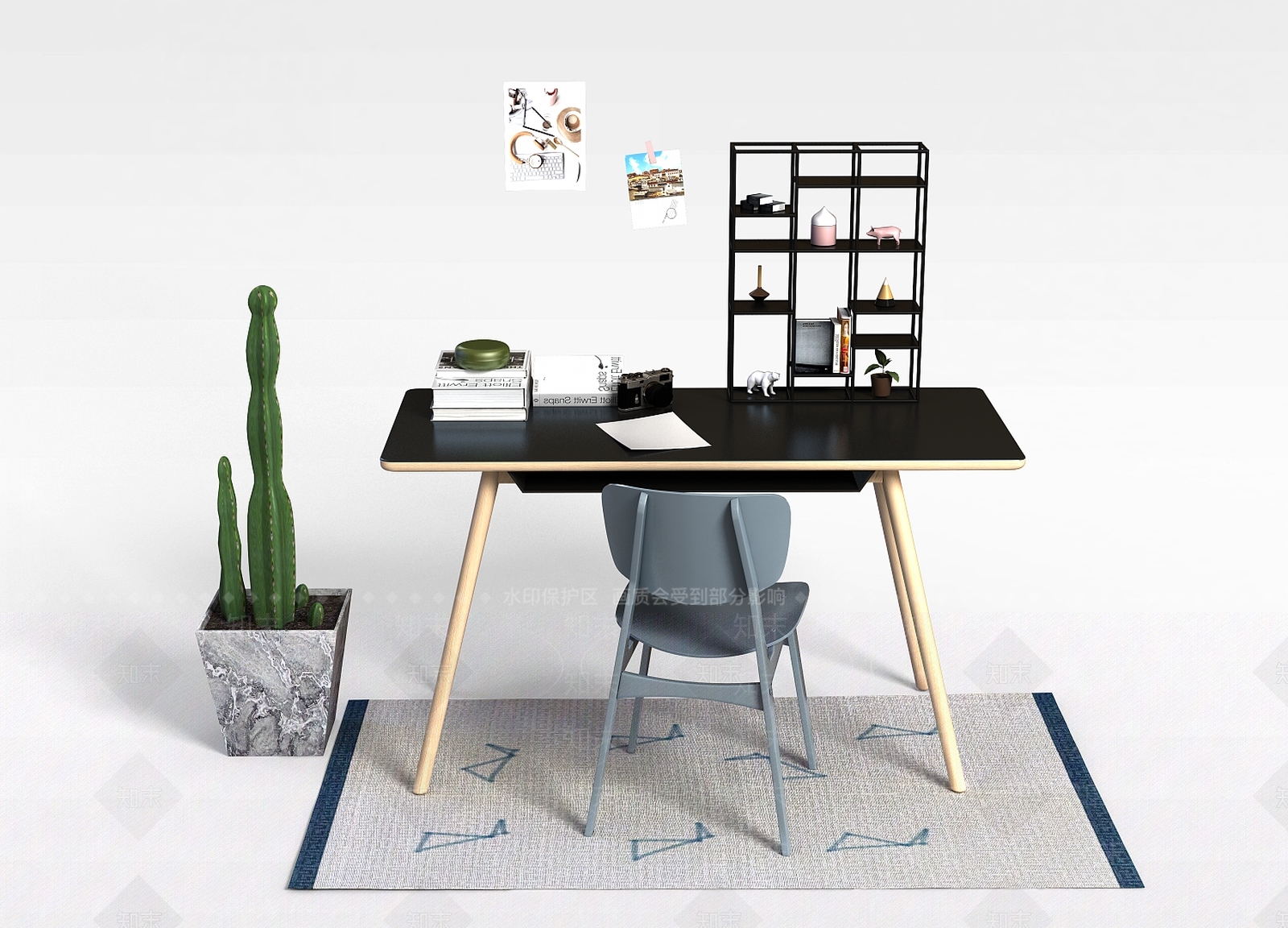 北欧书桌座椅3D模型下载【ID:1188867745】