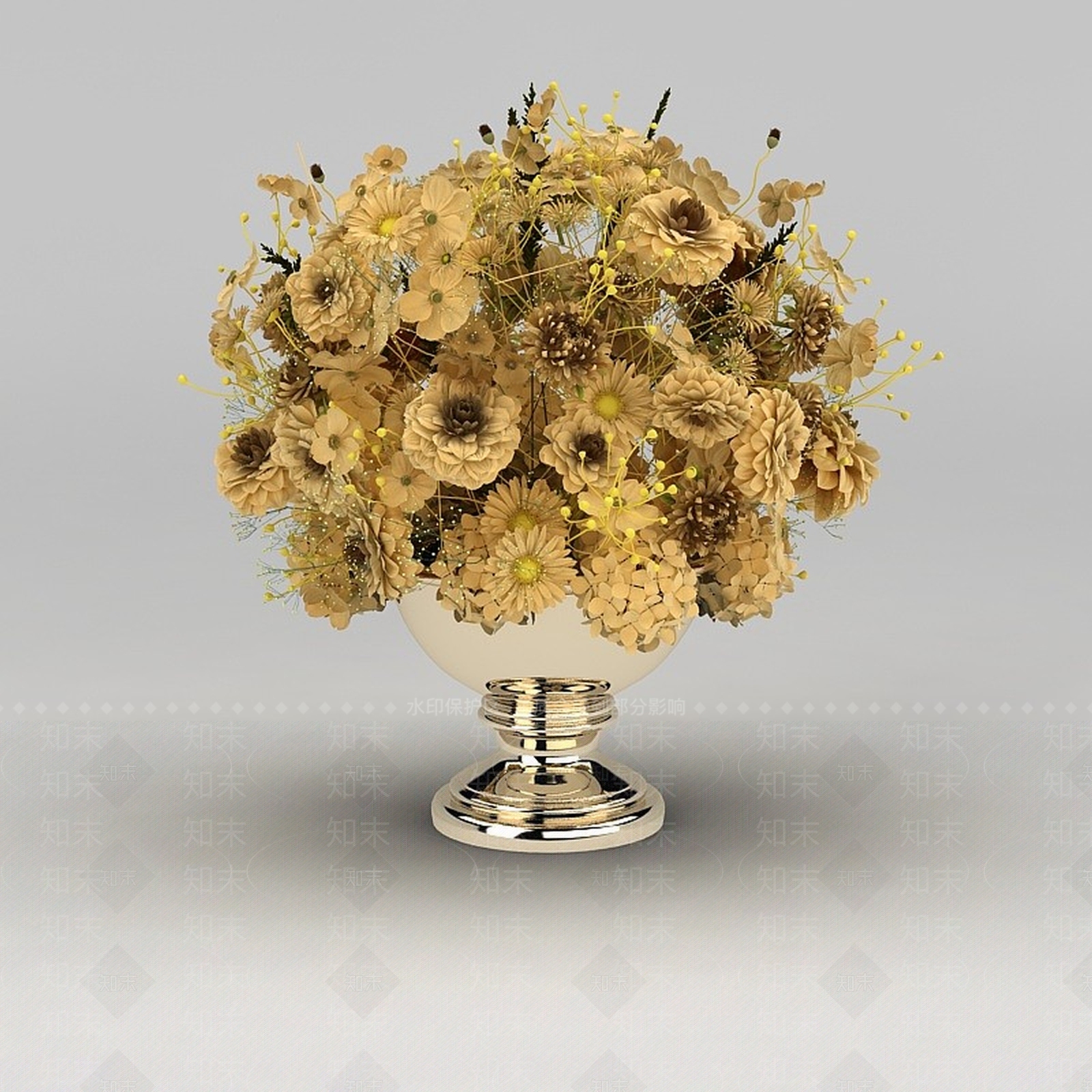 现代花3D模型渲染效果图