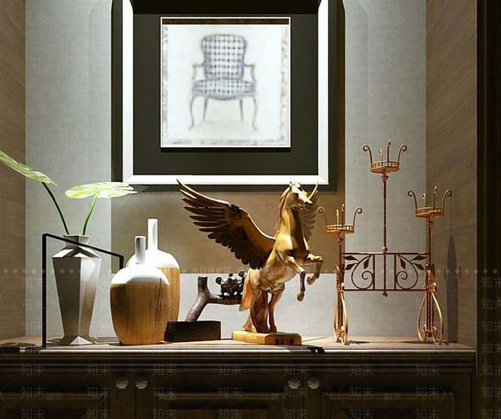 现代飞马雕塑艺术摆件组合3D模型下载【ID:1188868995】