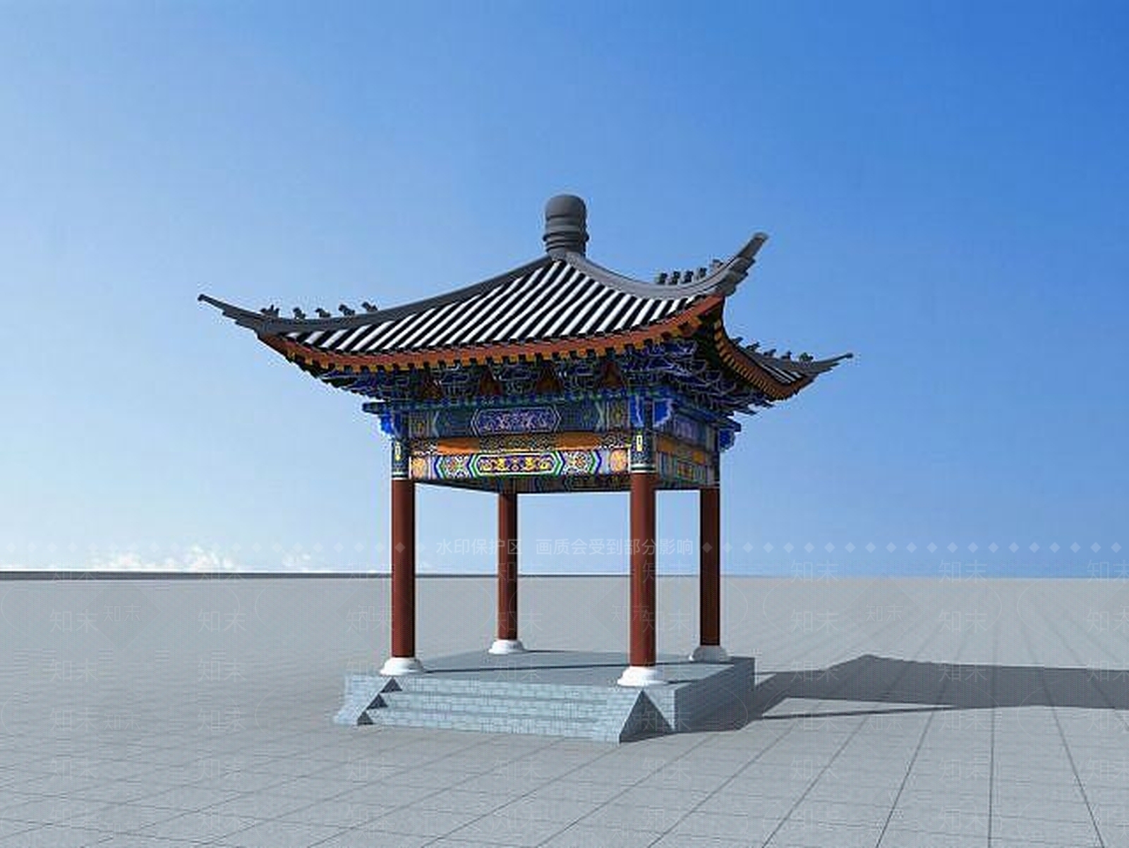 现代古建亭子3D模型下载【ID:1188870993】