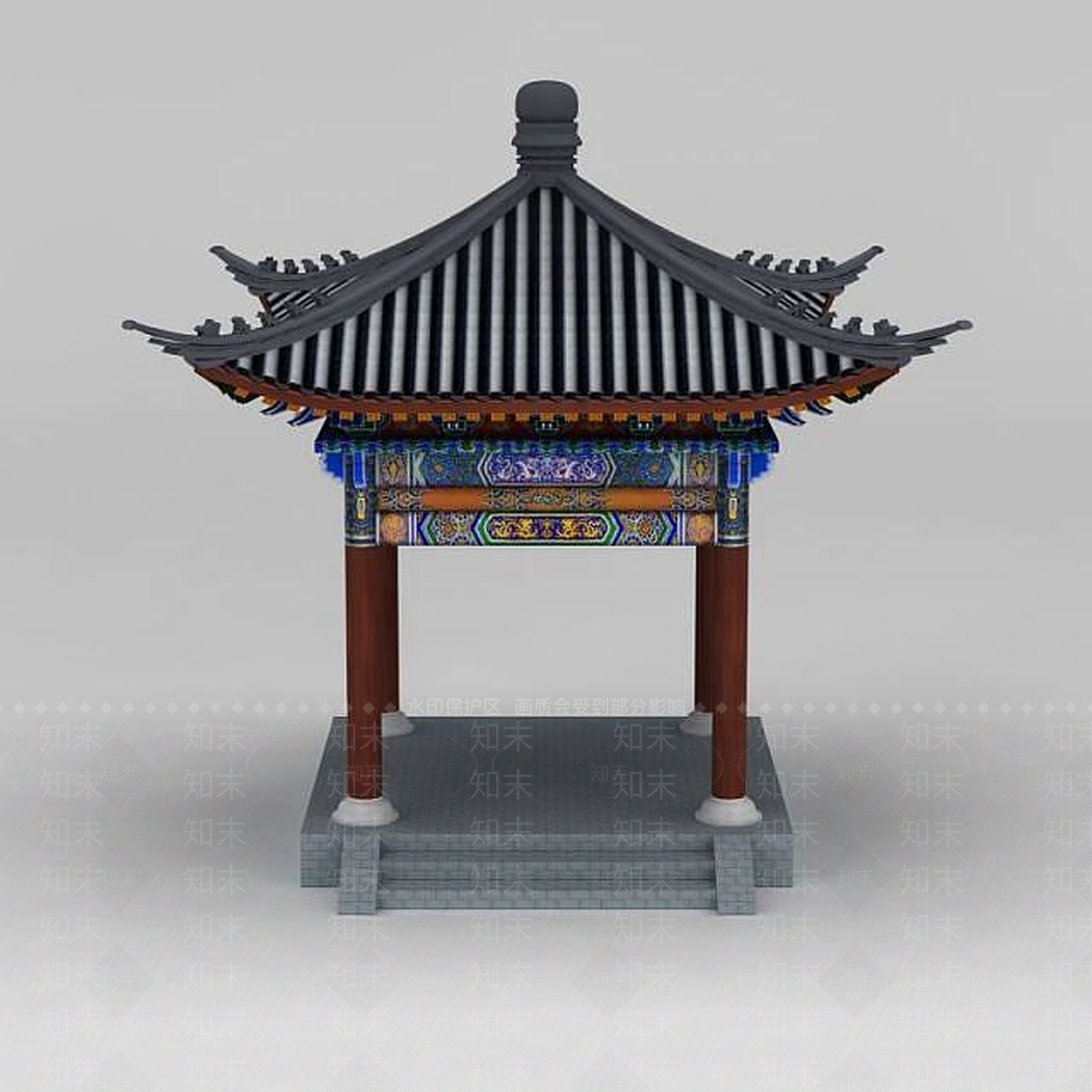 现代古建亭子3D模型下载【ID:1188870993】
