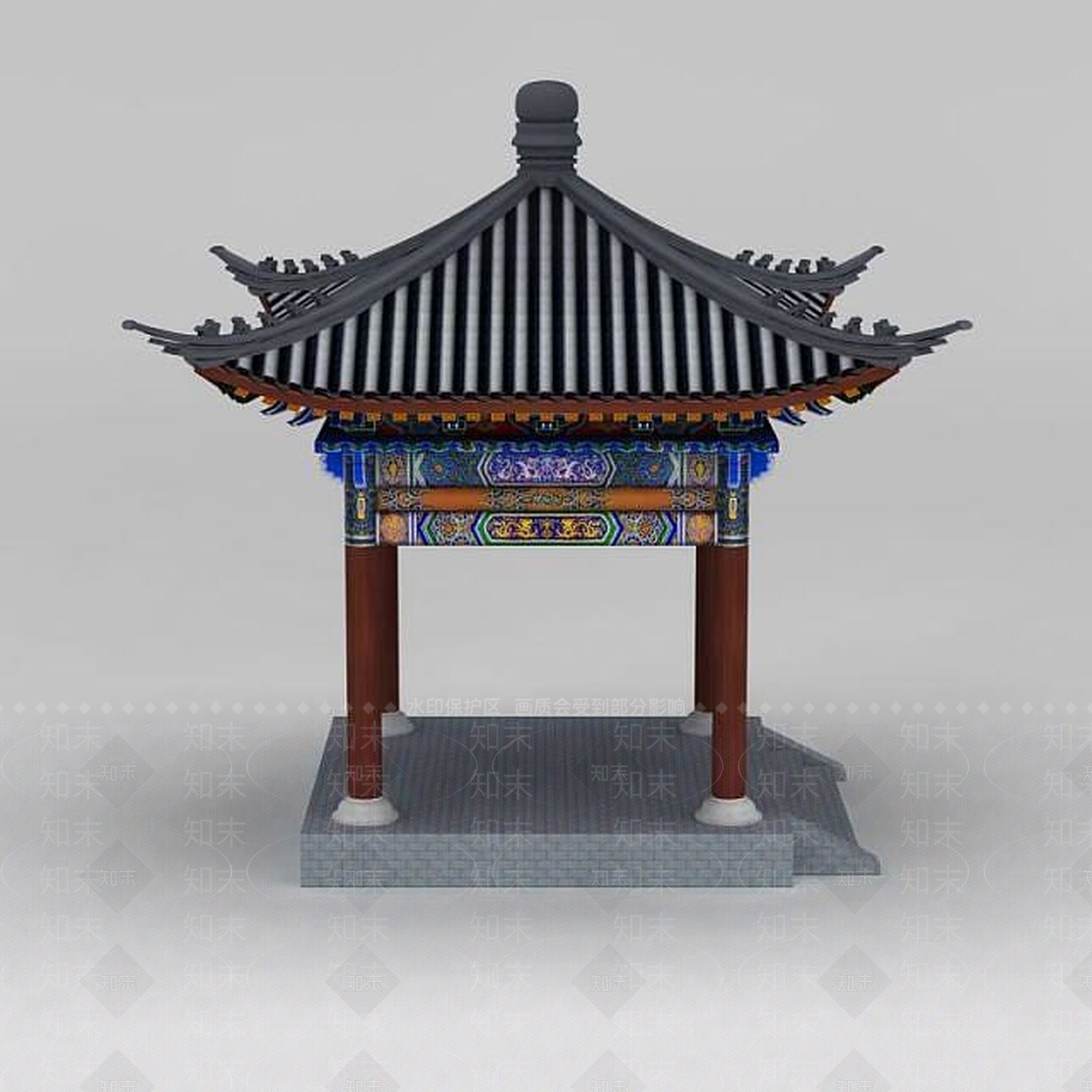 现代古建亭子3D模型下载【ID:1188870993】