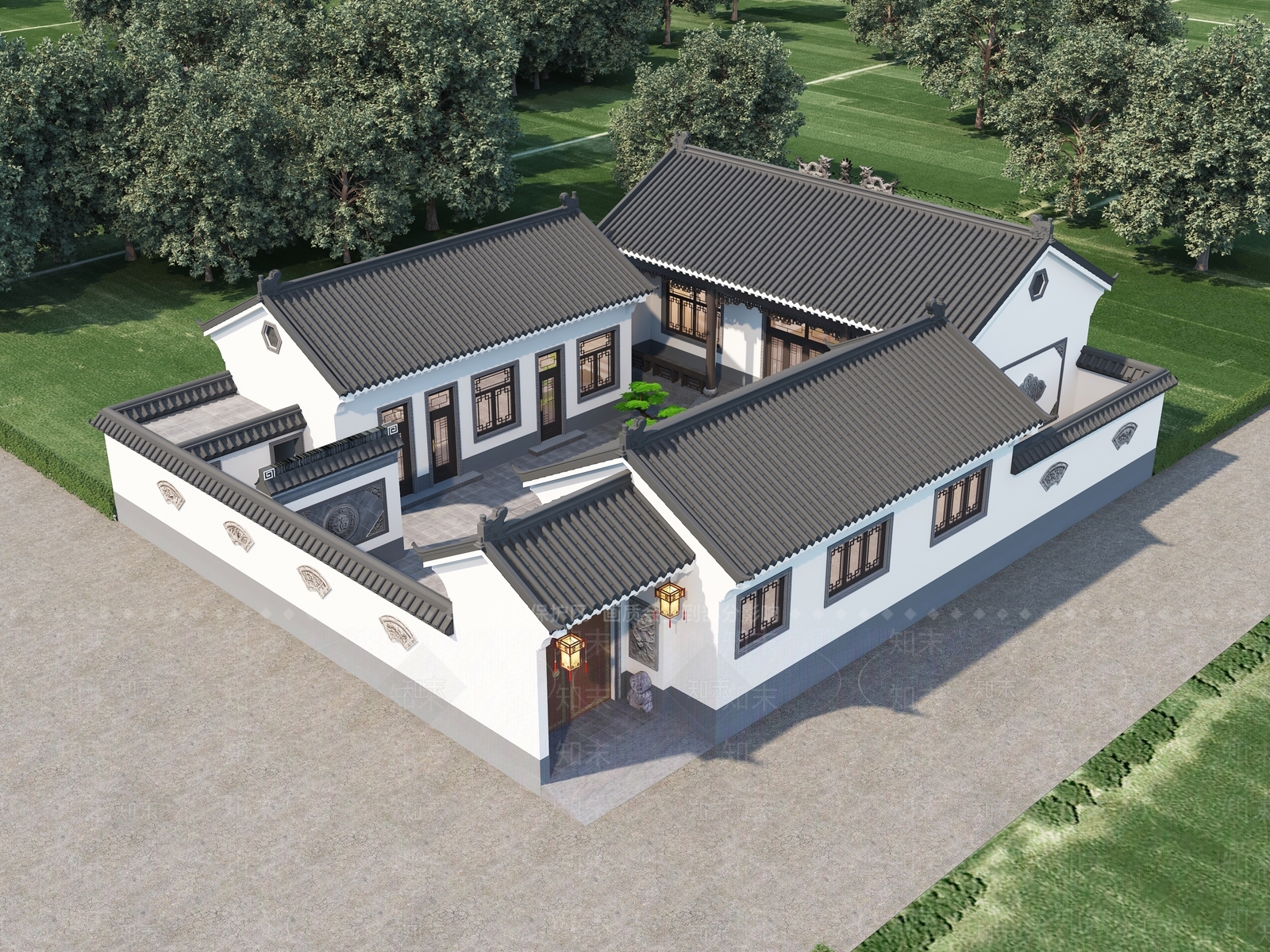 新中式中式四合院3D模型下载【ID:1188874246】