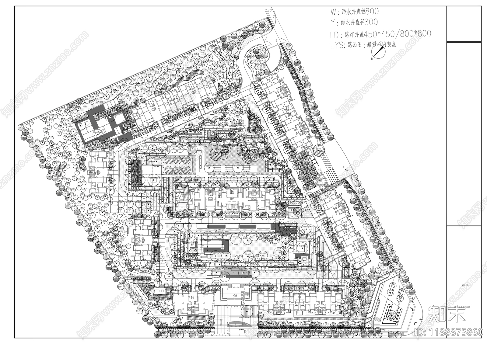 现代庭院施工图下载【ID:1188875860】