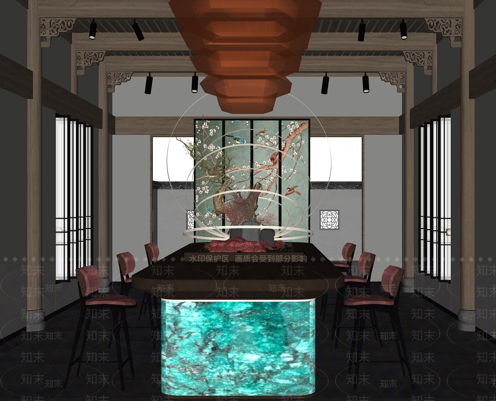 现代酒店大堂SU模型下载【ID:1188879648】