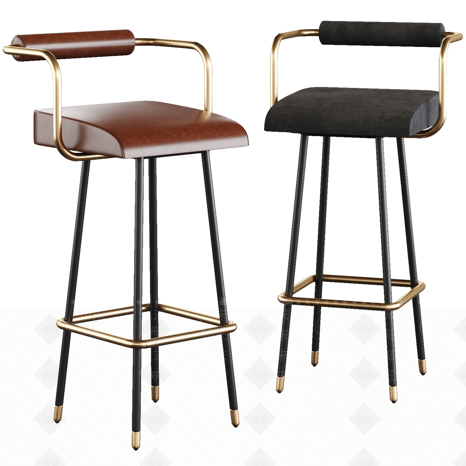 新中式轻奢吧椅3D模型下载【ID:1188880850】