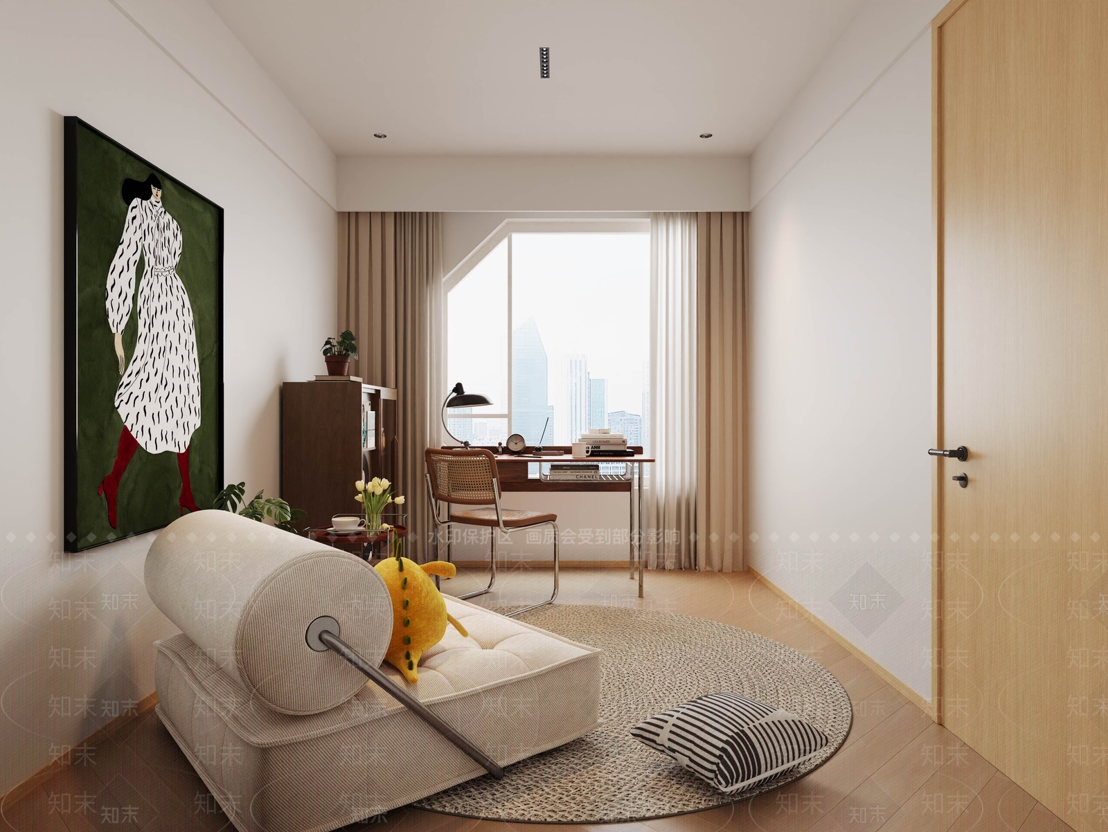现代原木书房3D模型下载【ID:1188881493】