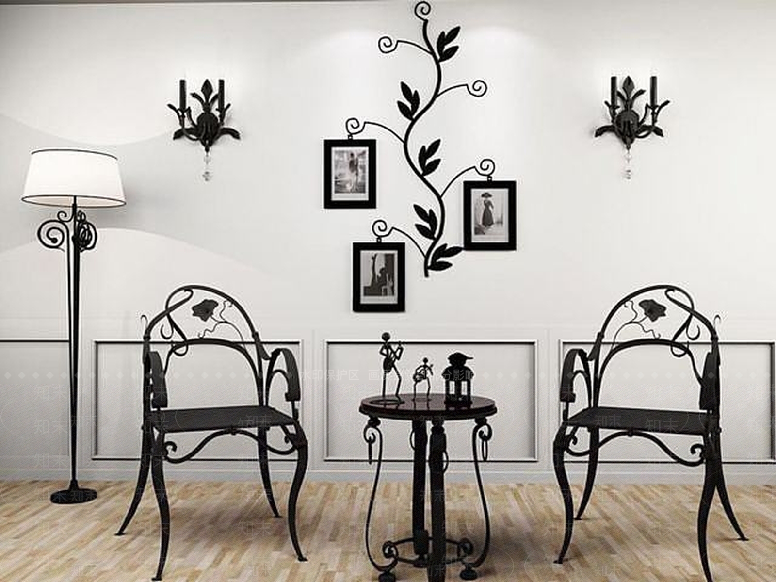 现代铁艺休闲户外椅子3D模型下载【ID:1188888868】