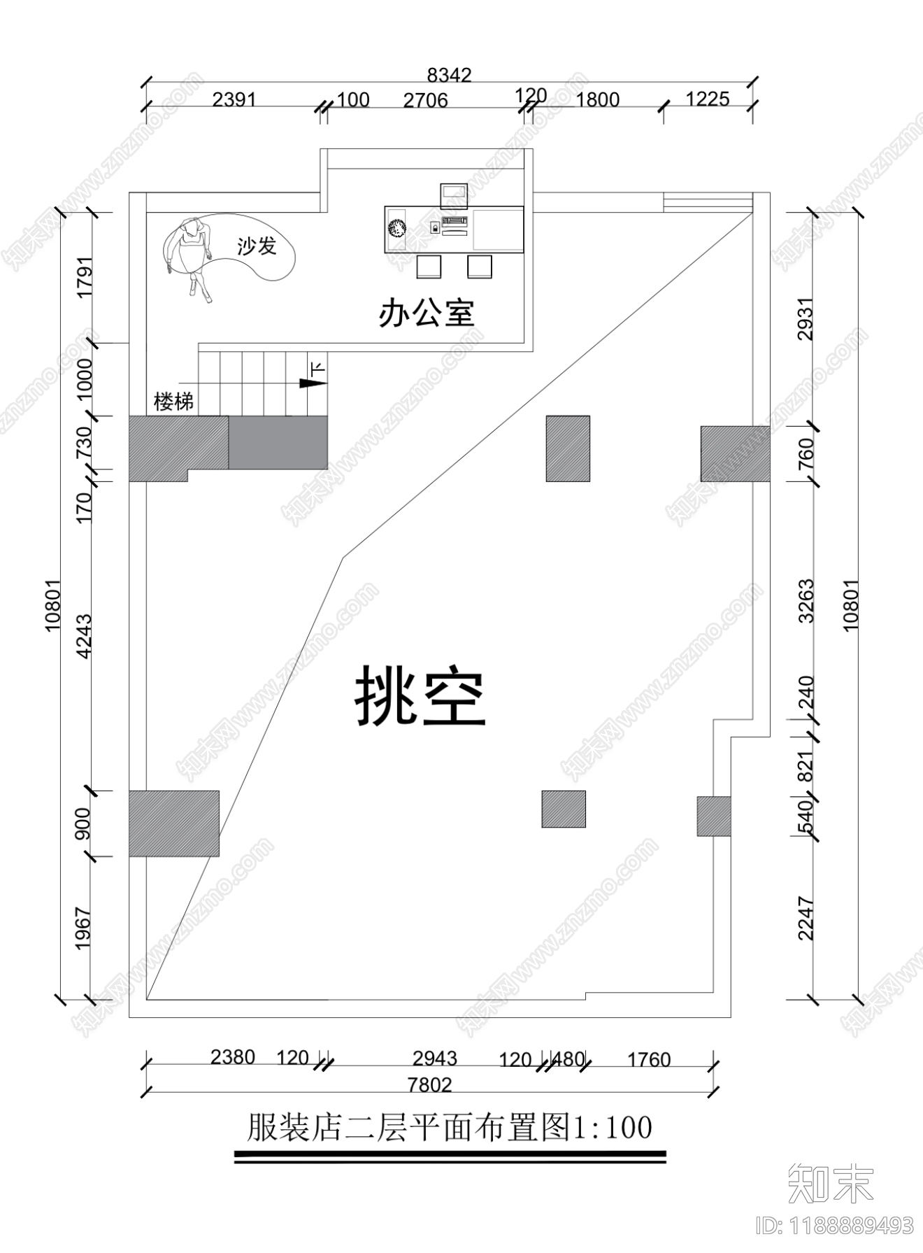 现代服装店cad施工图下载【ID:1188889493】